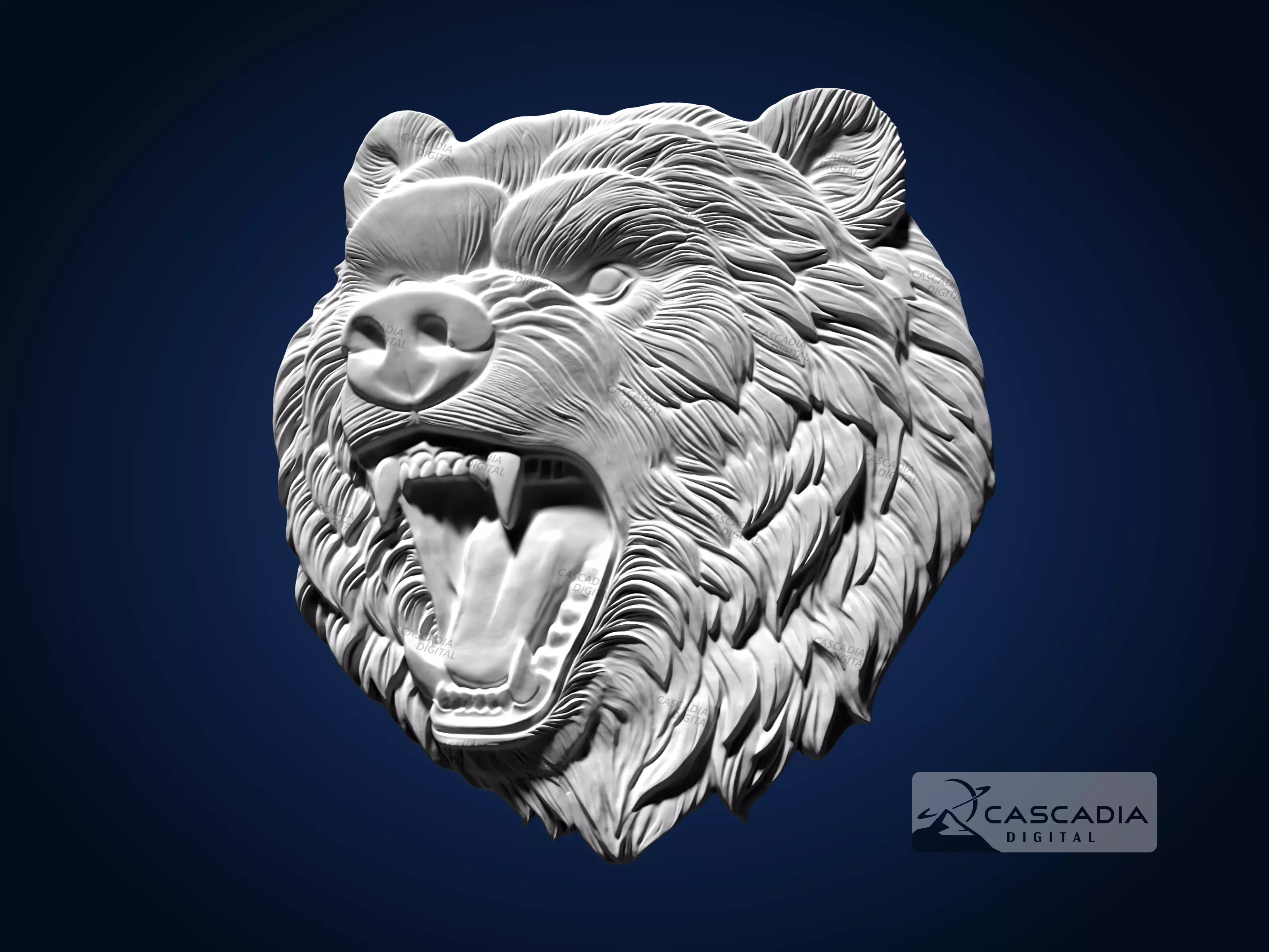 Bear Head - CNC Router Carving Casting animal wildlife 3D print model_1