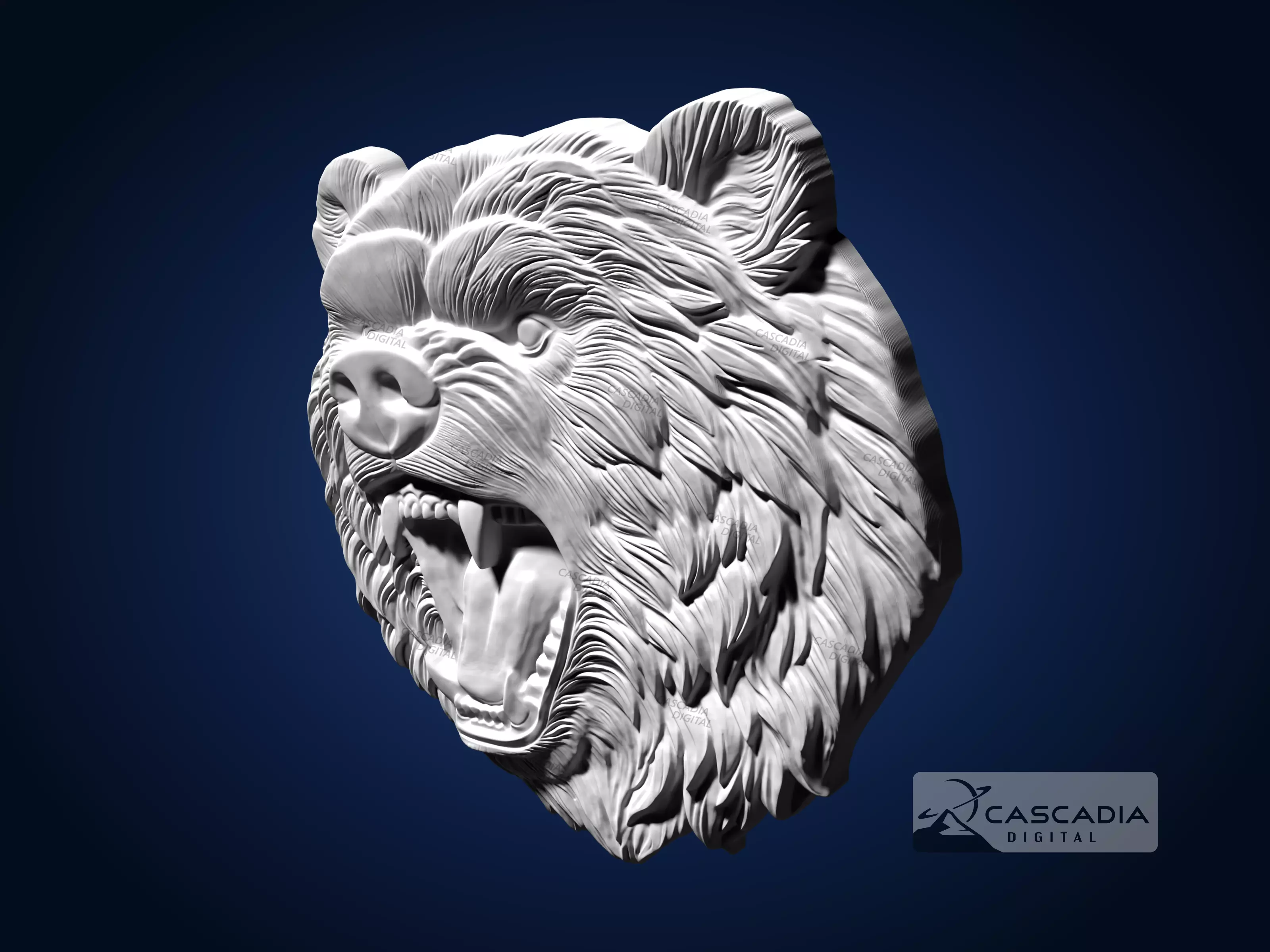 Bear Head - CNC Router Carving Casting animal wildlife 3D print model_4
