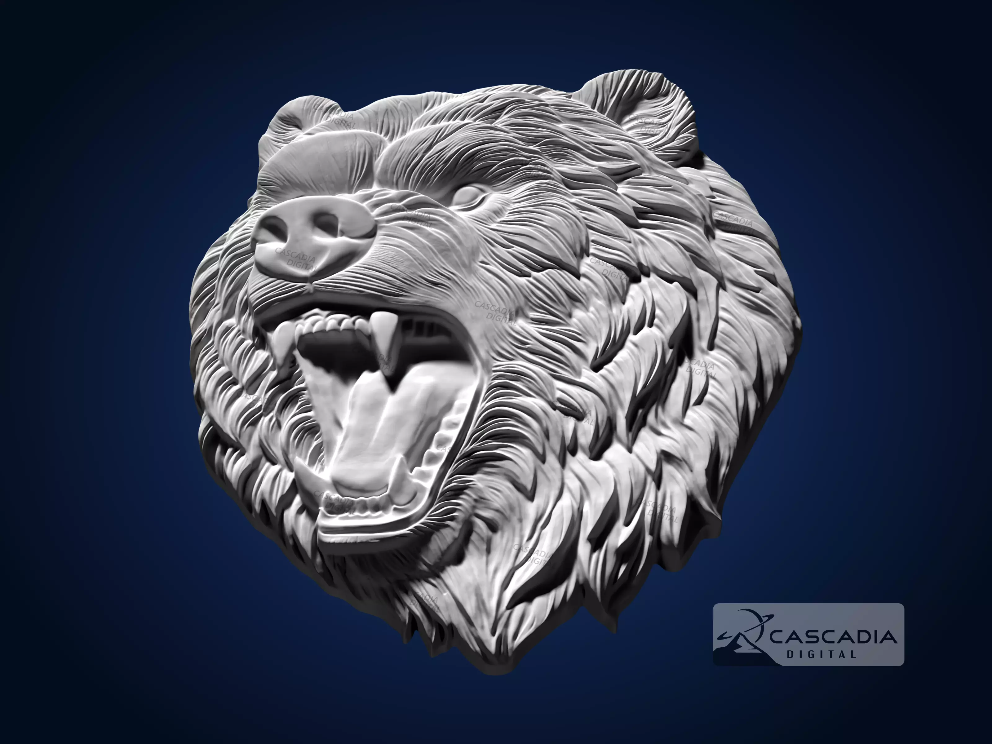 Bear Head - CNC Router Carving Casting animal wildlife 3D print model_2