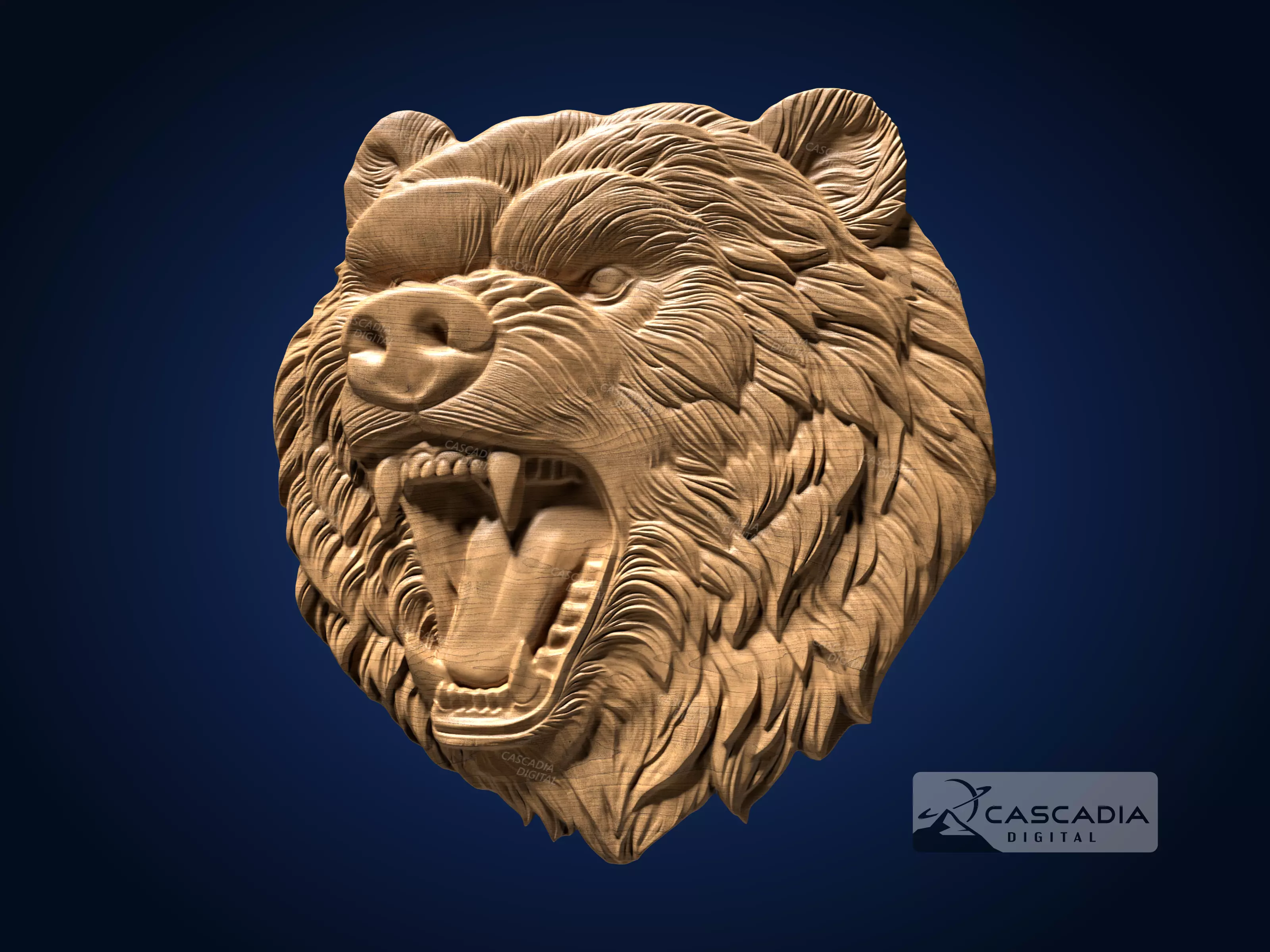 Bear Head - CNC Router Carving Casting animal wildlife 3D print model_0