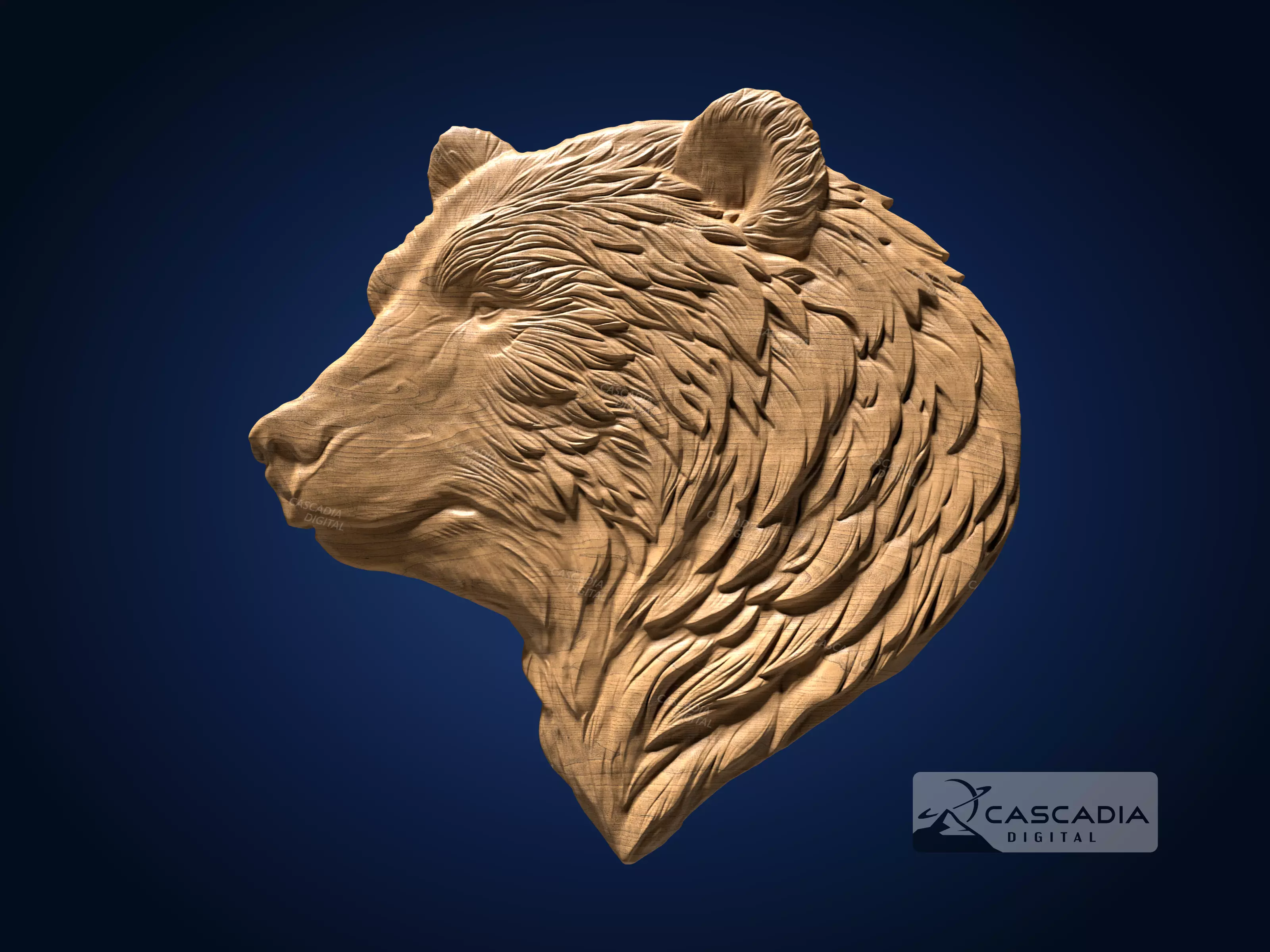 Bear Head - CNC Router Carving Casting animal wildlife 3D print model_0