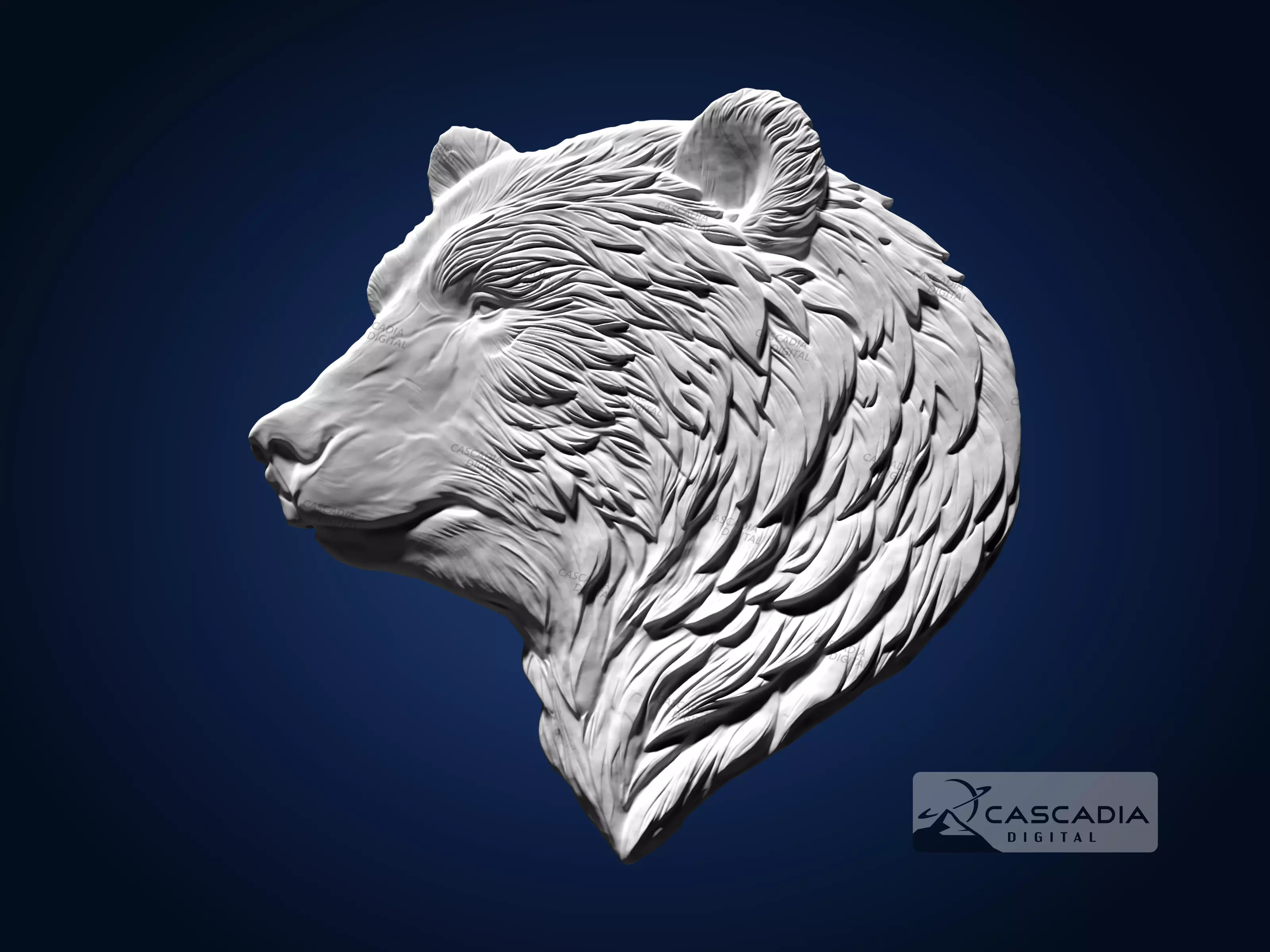 Bear Head - CNC Router Carving Casting animal wildlife 3D print model_1