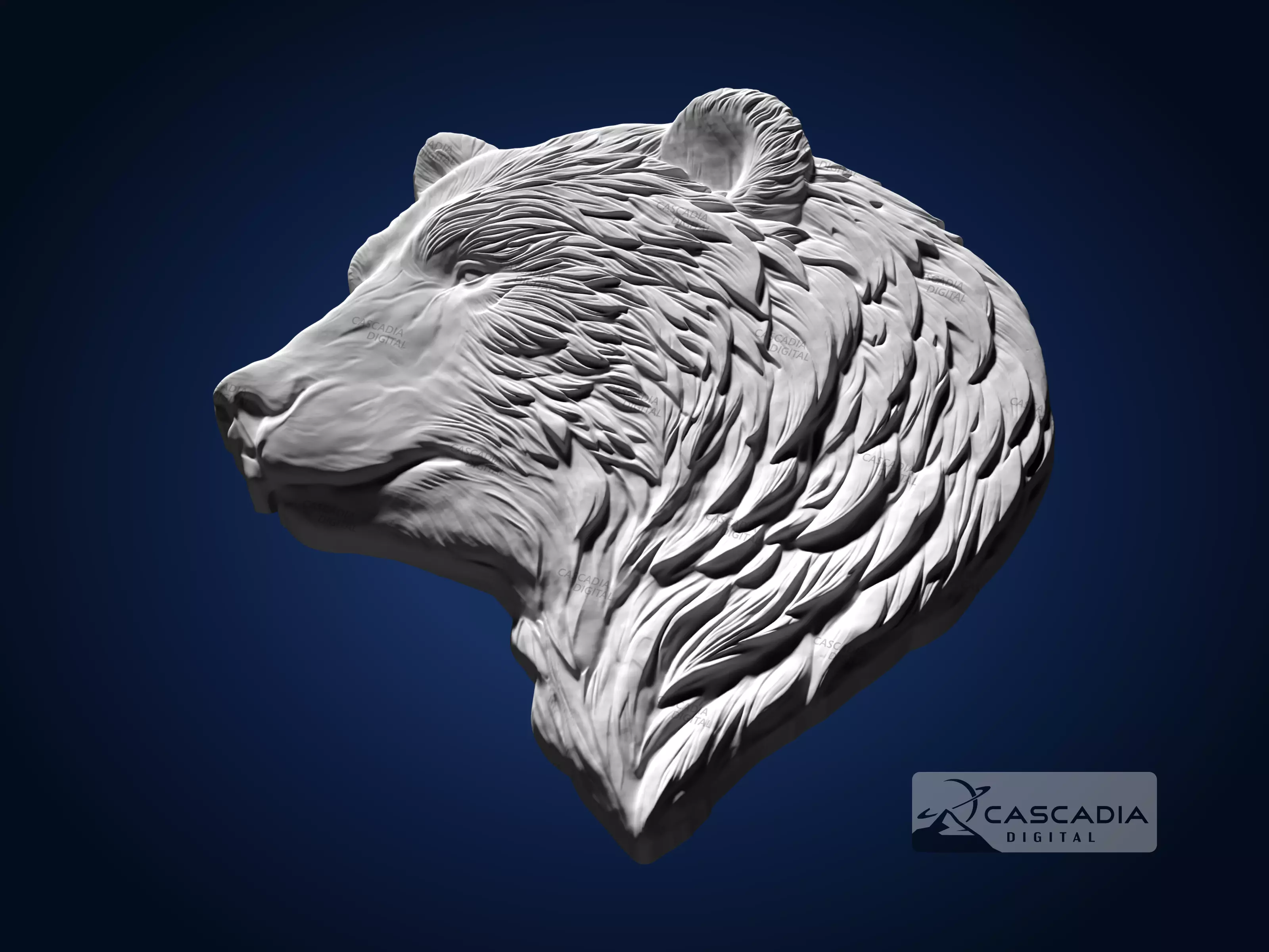 Bear Head - CNC Router Carving Casting animal wildlife 3D print model_2
