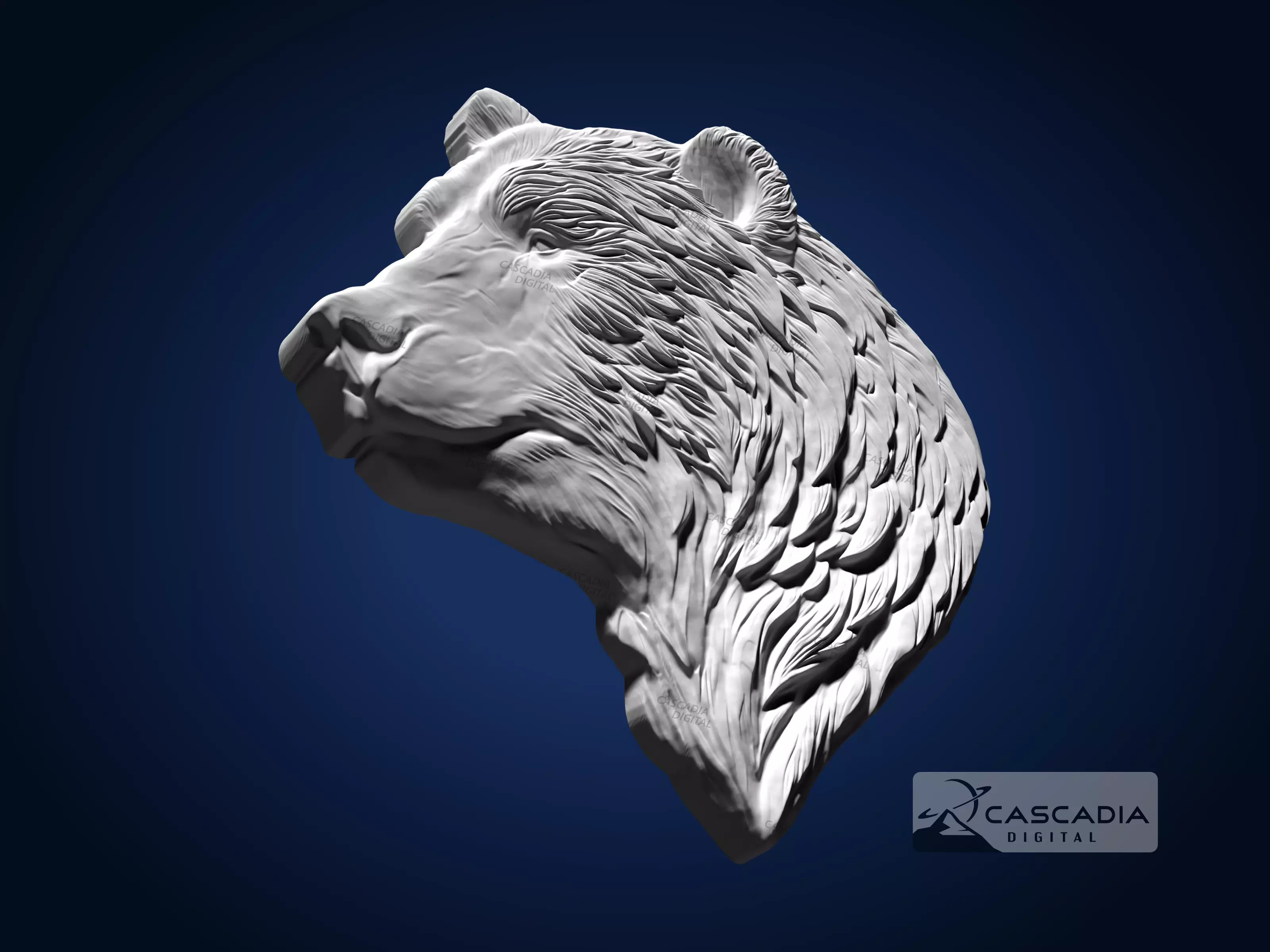 Bear Head - CNC Router Carving Casting animal wildlife 3D print model_3