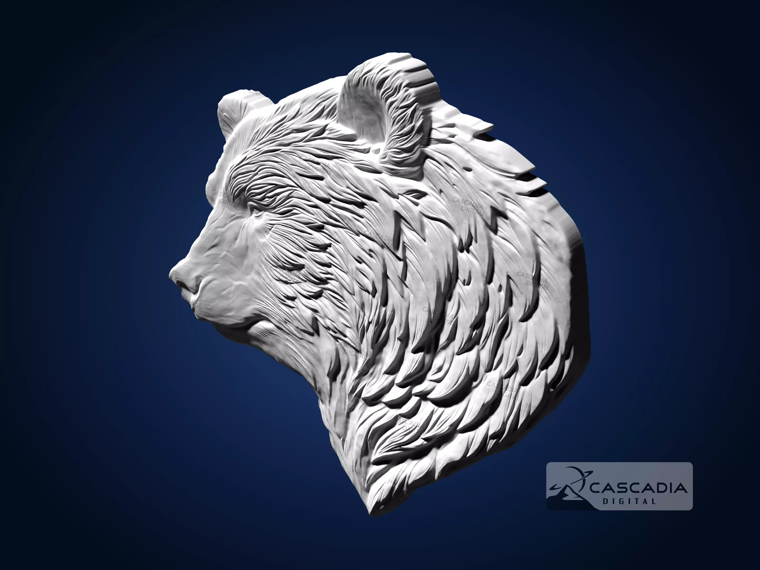 Bear Head - CNC Router Carving Casting animal wildlife 3D print model_4