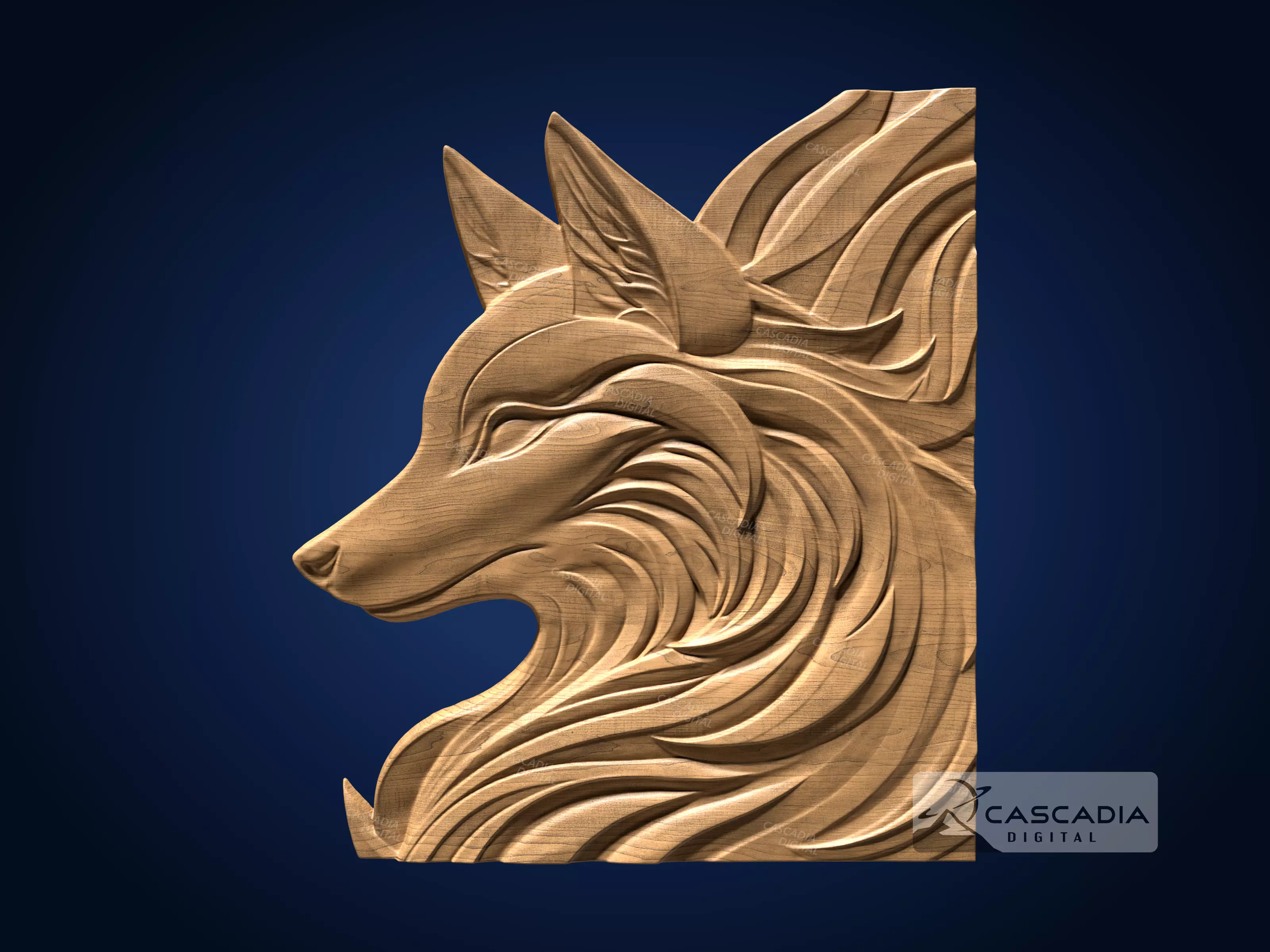 Fox Wolf Dog - CNC Router Carving Casting animal nature 3D print model_0