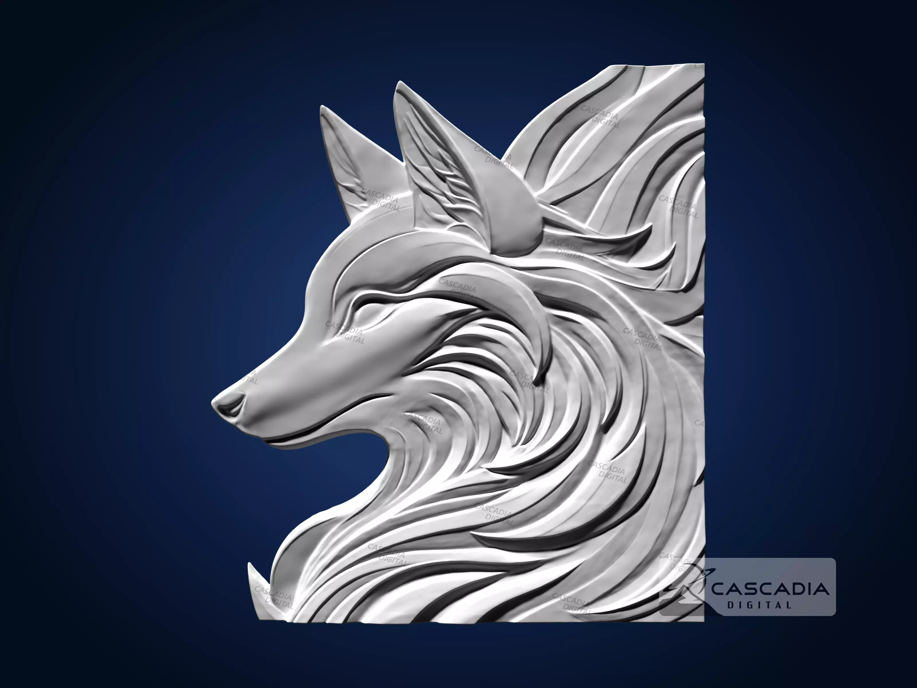 Fox Wolf Dog - CNC Router Carving Casting animal nature 3D print model_1
