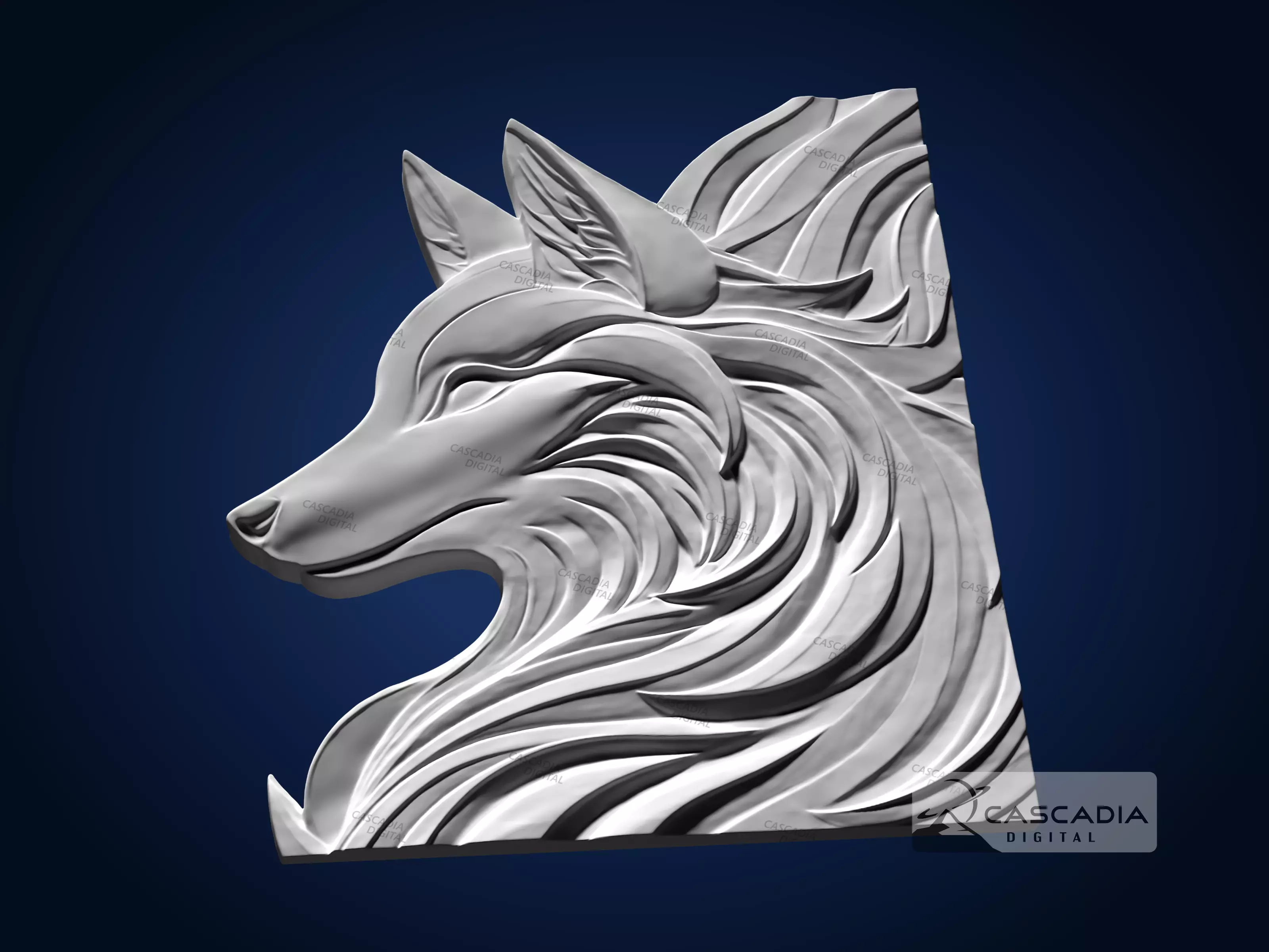 Fox Wolf Dog - CNC Router Carving Casting animal nature 3D print model_2