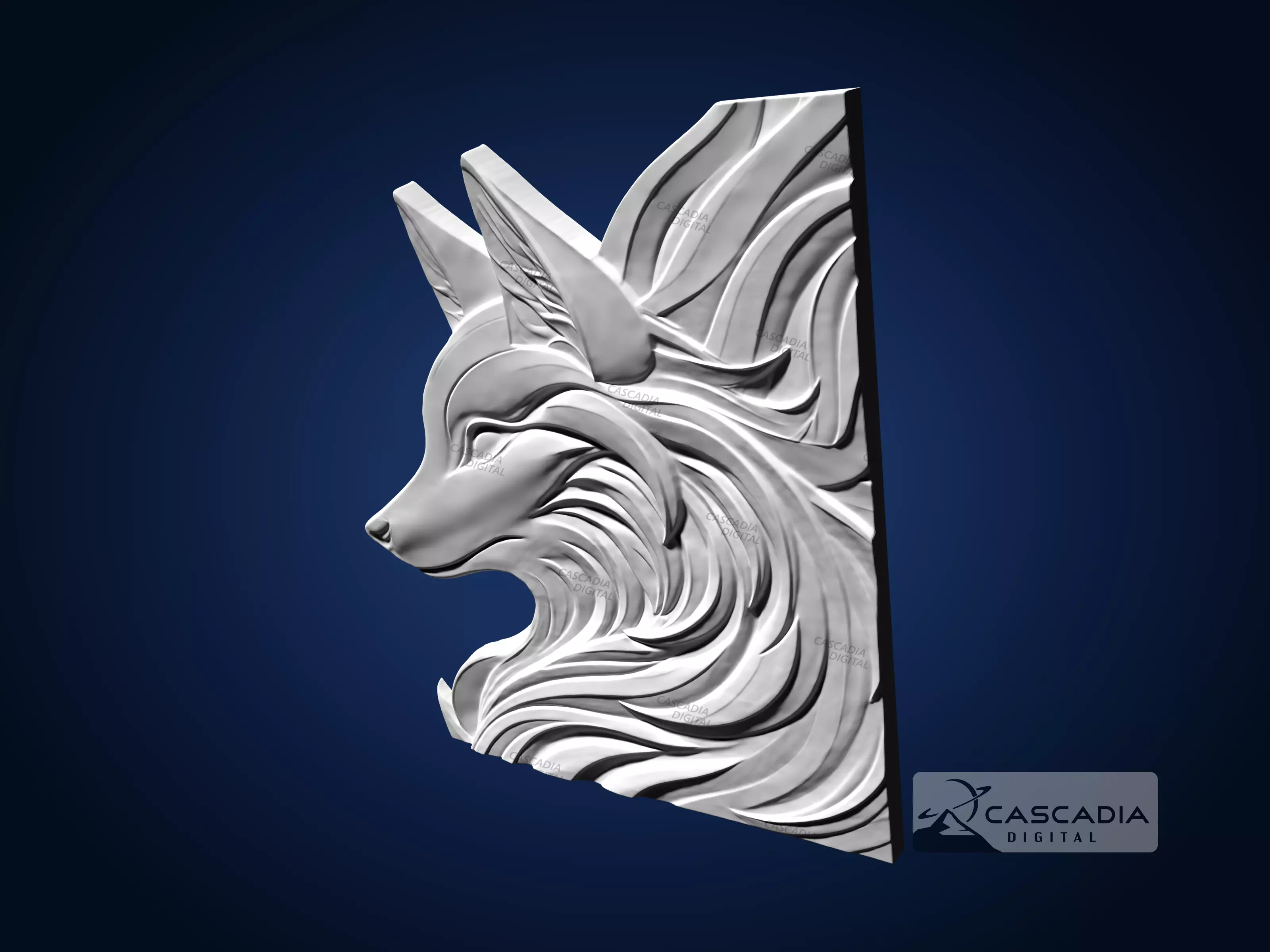 Fox Wolf Dog - CNC Router Carving Casting animal nature 3D print model_4