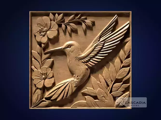 Hummingbird Flowers - CNC Router Carving Casting nature