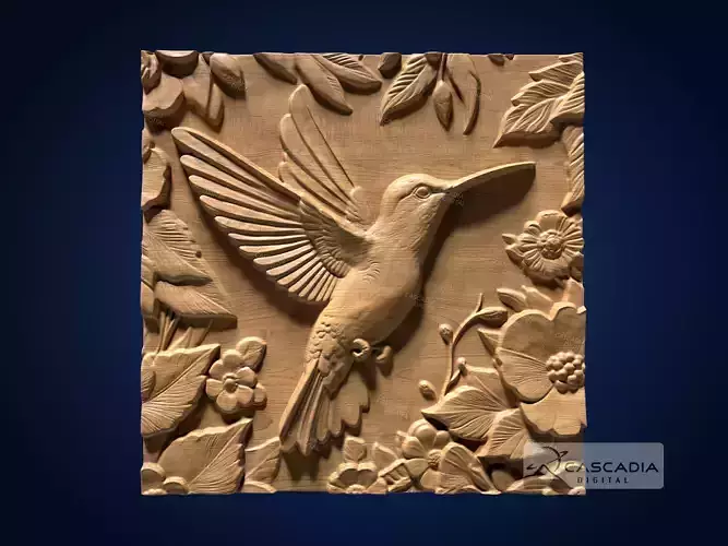 Hummingbird Flowers - CNC Router Carving Casting nature