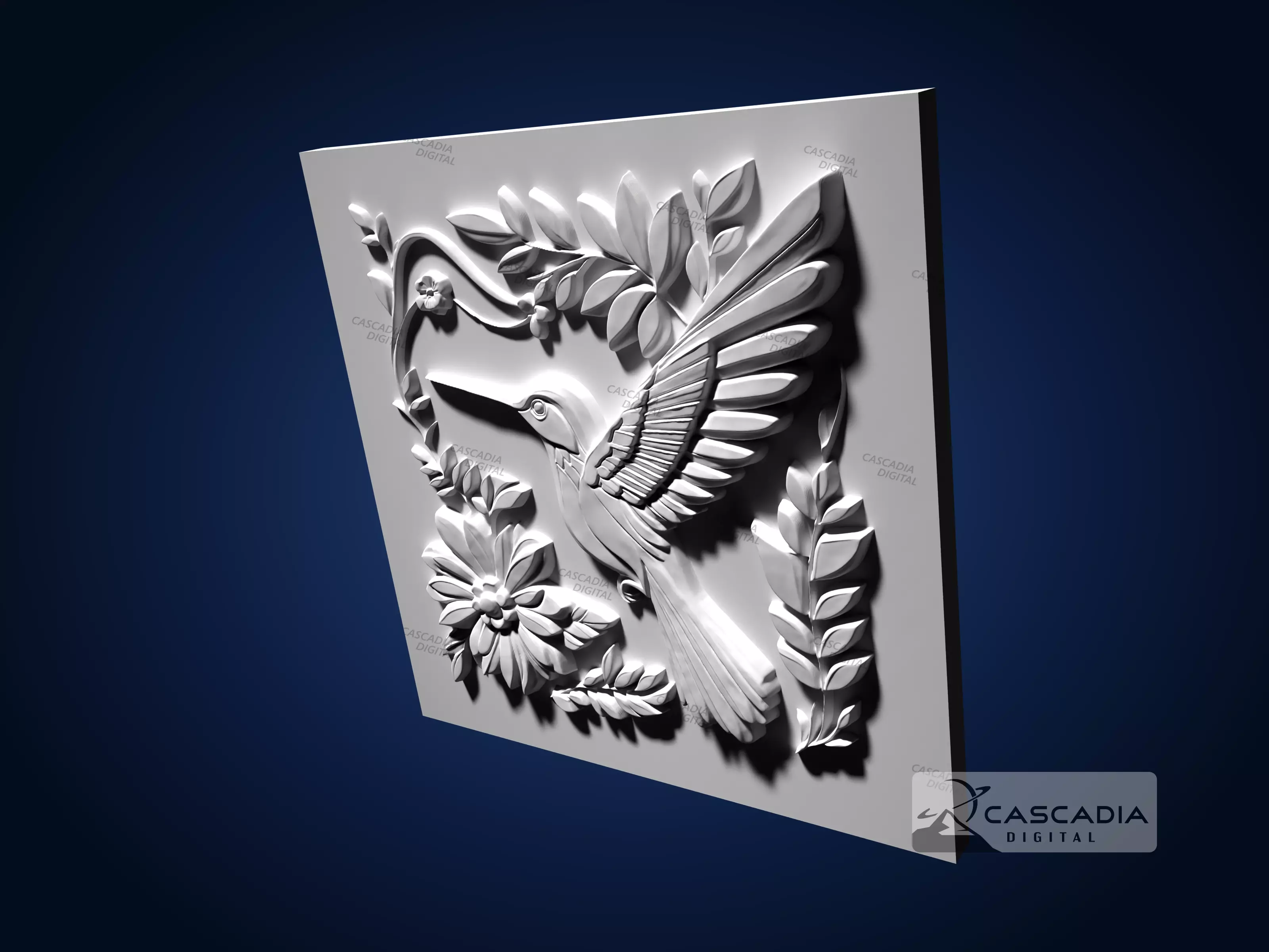 Hummingbird Flowers - CNC Router Carving Casting nature 3D print model_4