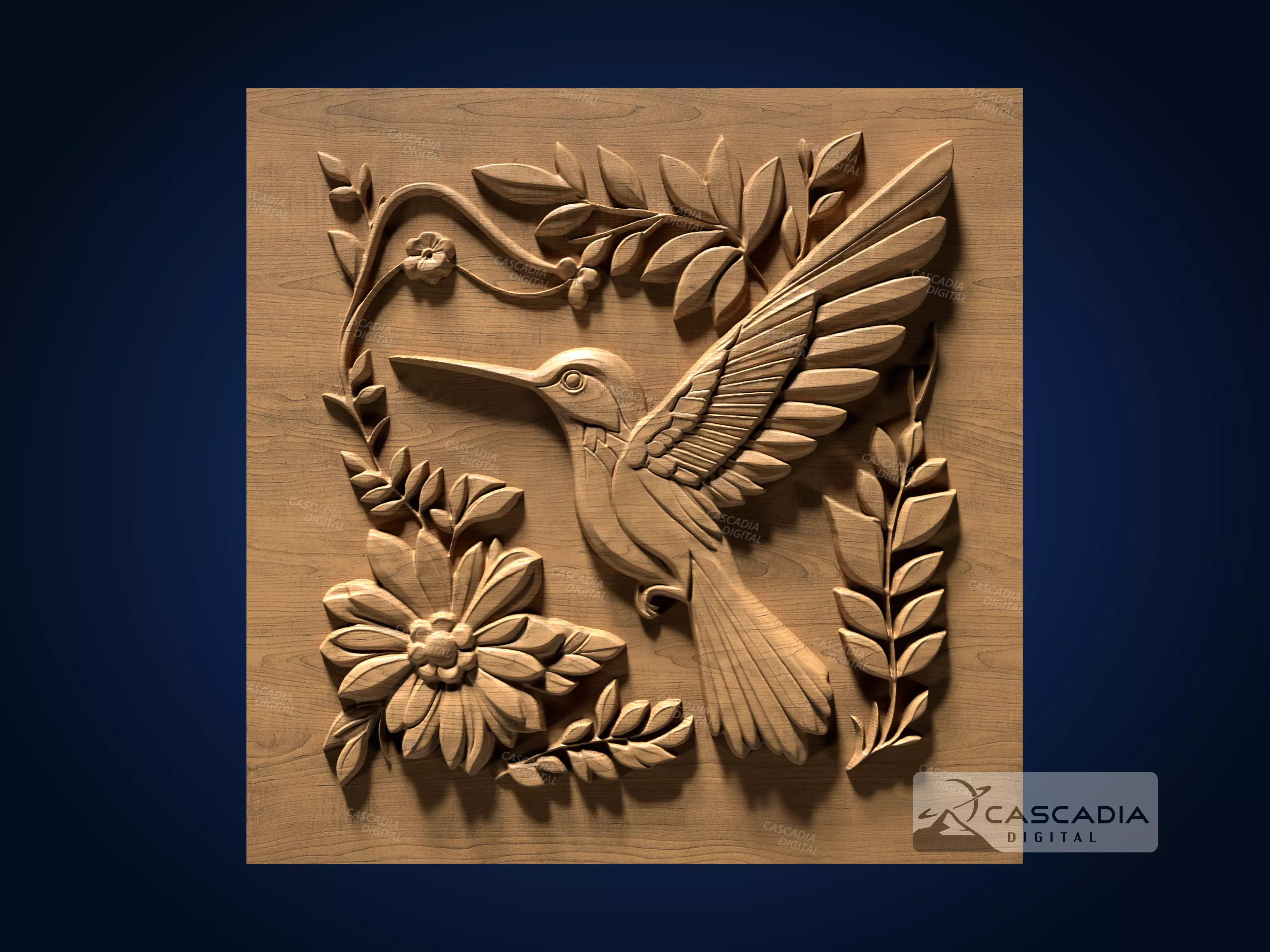 Hummingbird Flowers - CNC Router Carving Casting nature 3D print model_0