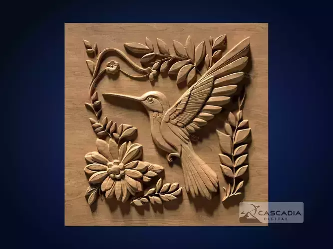 Hummingbird Flowers - CNC Router Carving Casting nature