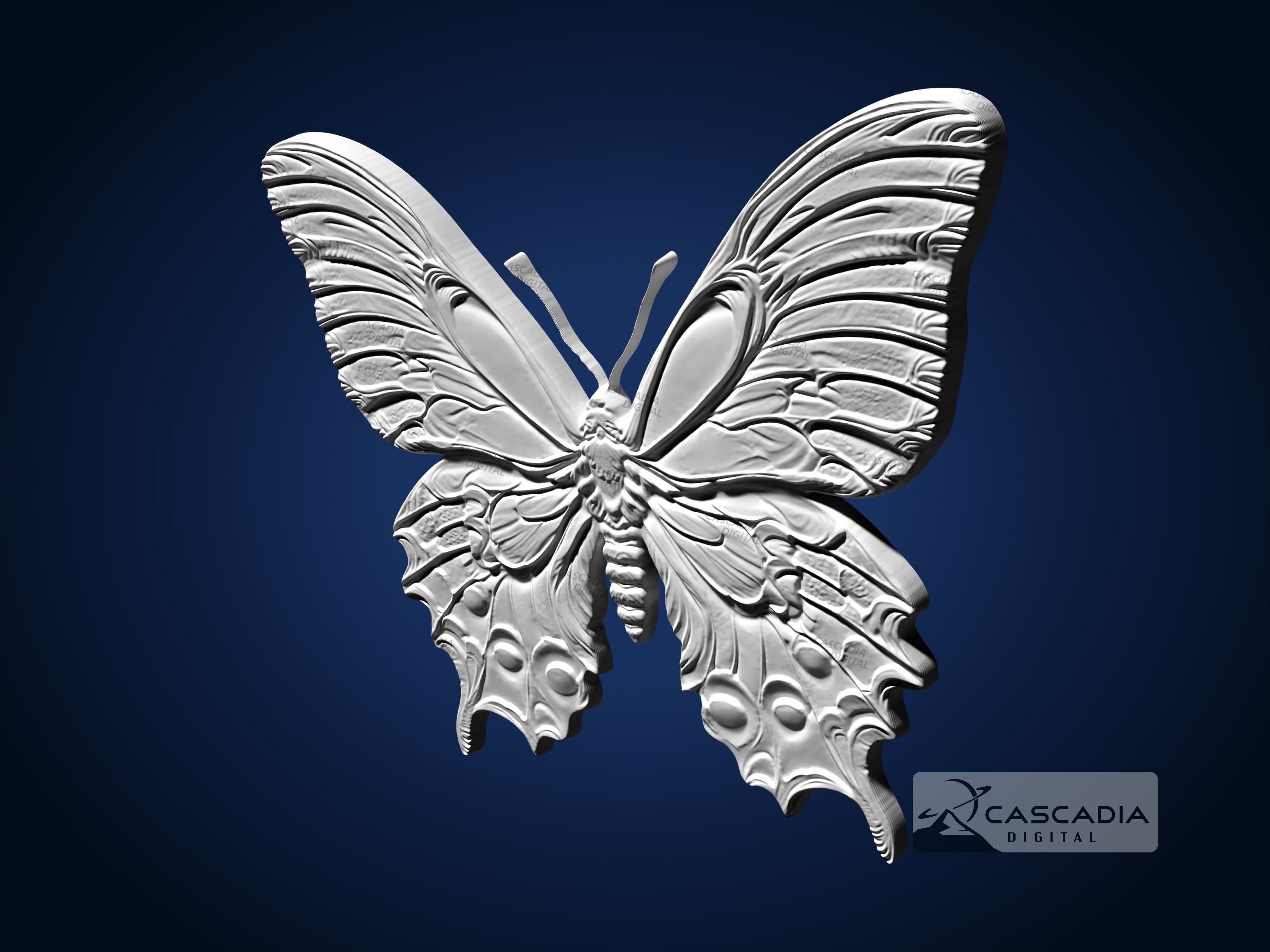 Butterfly - CNC Router Carving Casting animal wildlife 3D print model_1