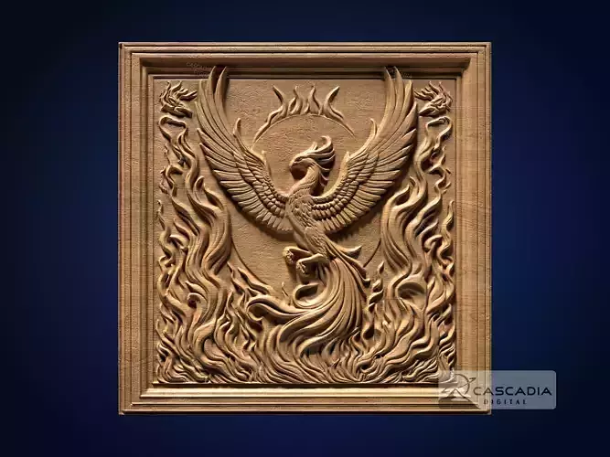 Phoenix Flaming Sun - CNC Router Carving Casting mythical