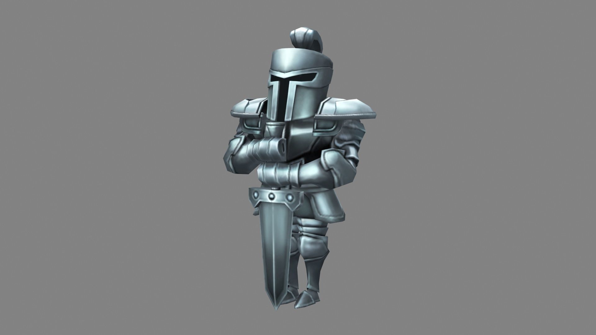 Cartoon knight armor sculpture Low-poly 3D model_1