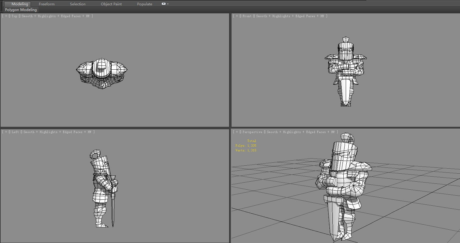 Cartoon knight armor sculpture Low-poly 3D model_6