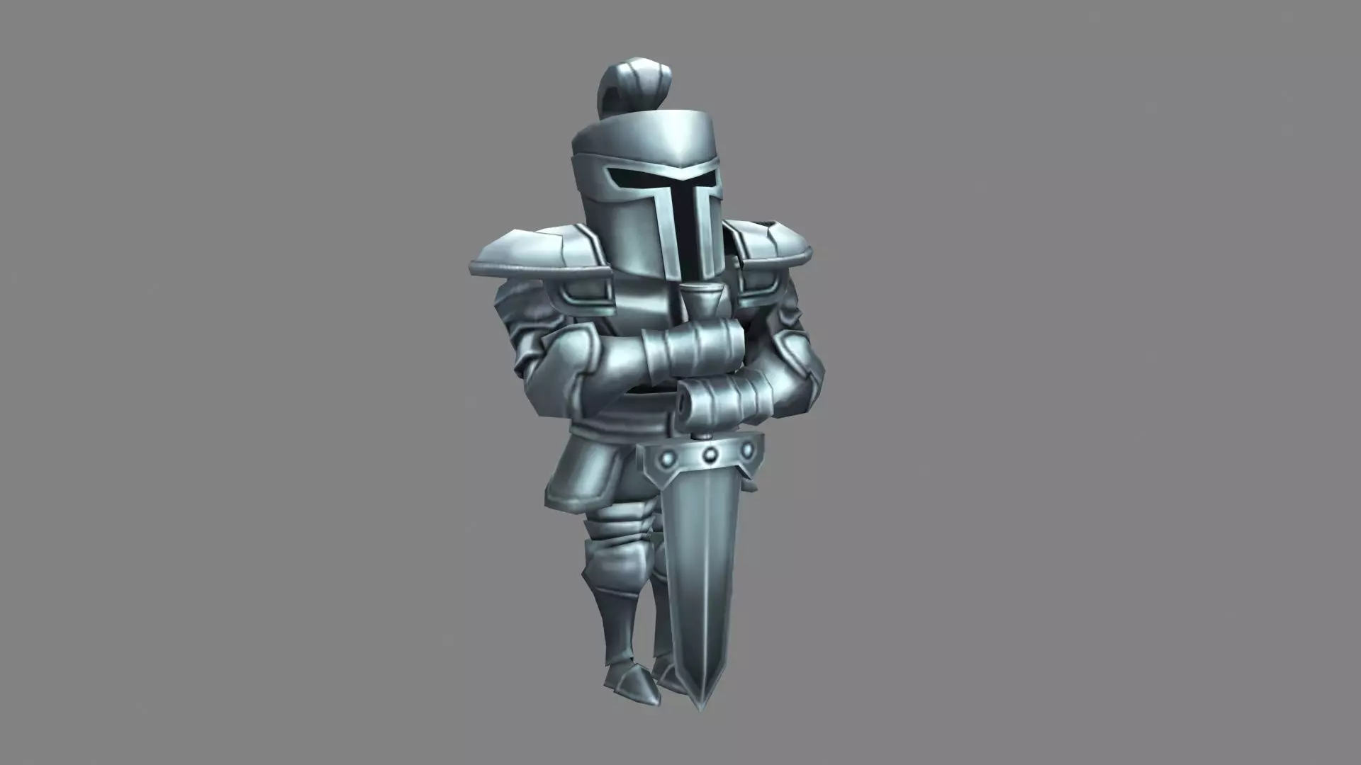 Cartoon knight armor sculpture Low-poly 3D model_0