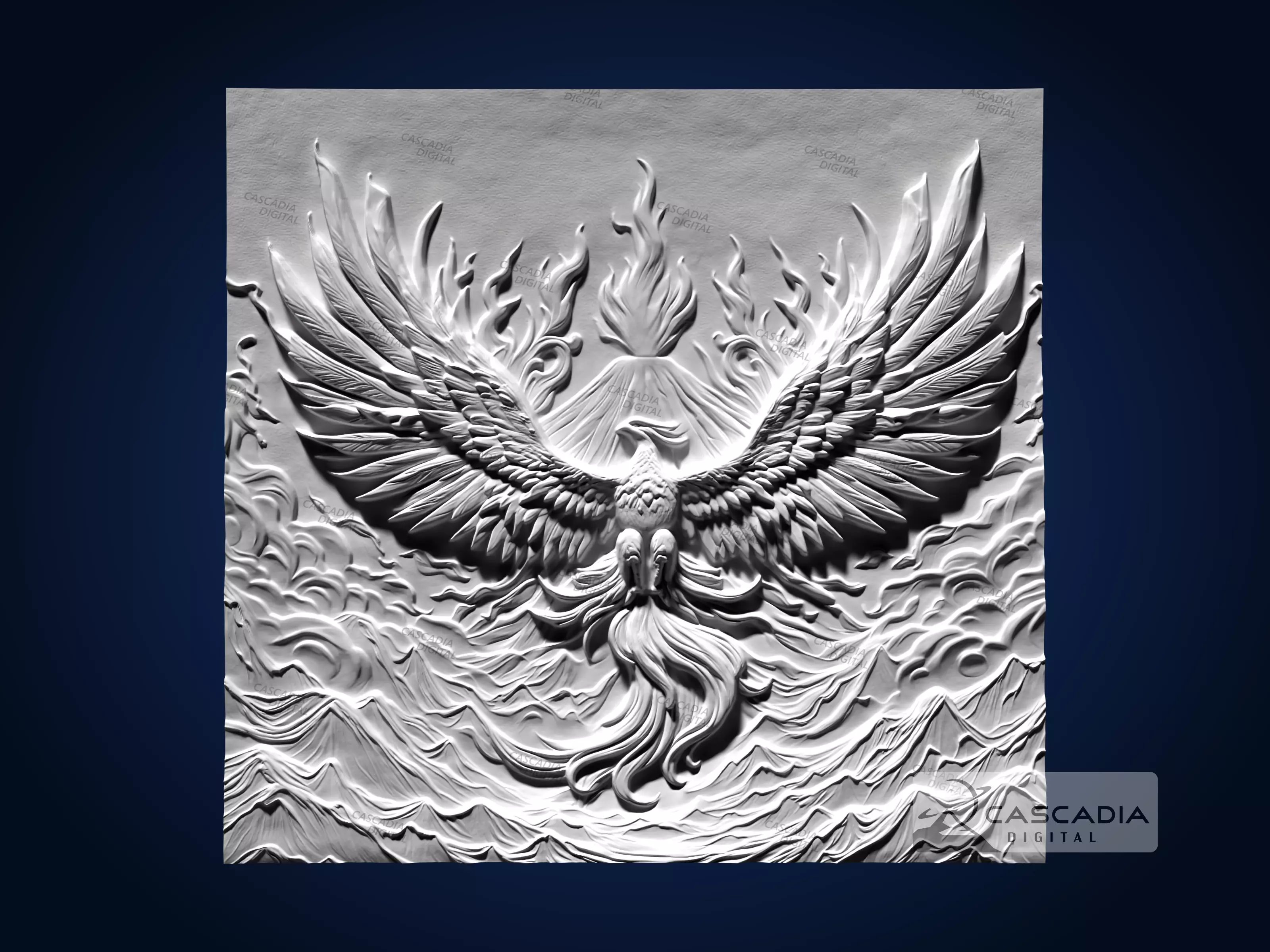 Phoenix Volcano - CNC Router Carving Casting animal 3D print model_1