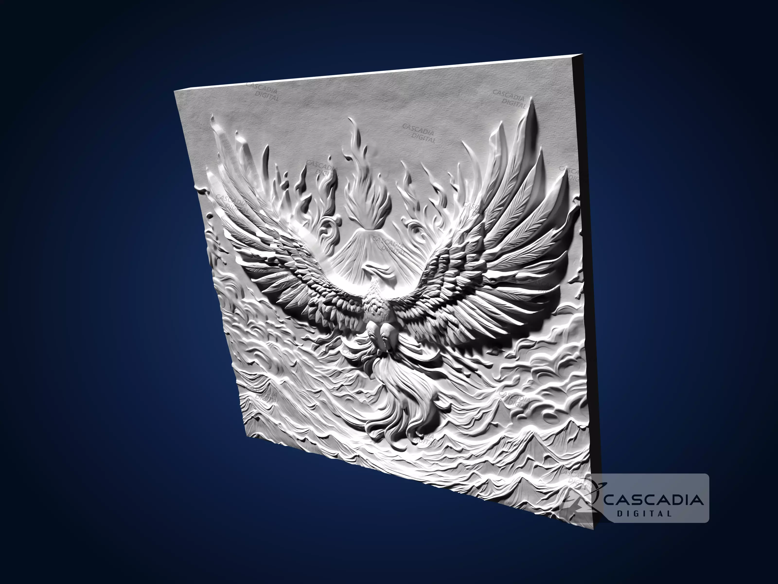 Phoenix Volcano - CNC Router Carving Casting animal 3D print model_4