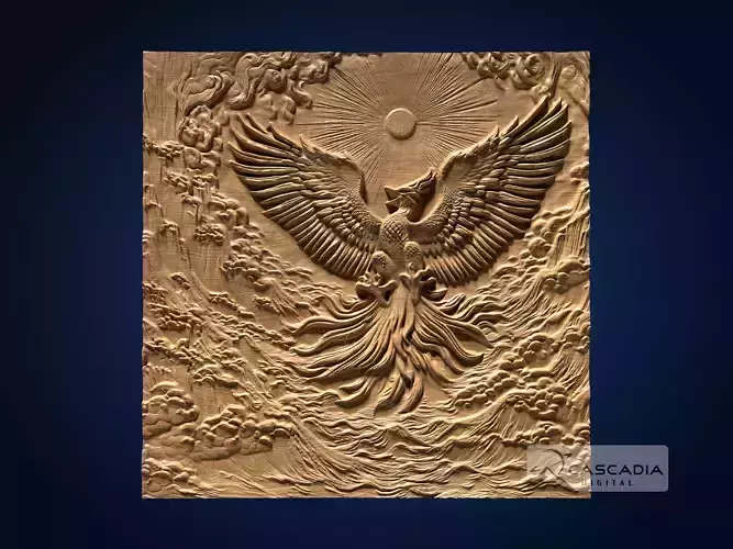 Phoenix Sun And Clouds - CNC Router Carving Casting myth