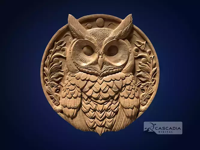 Owl Round - CNC Router Carving Casting animal wildlife
