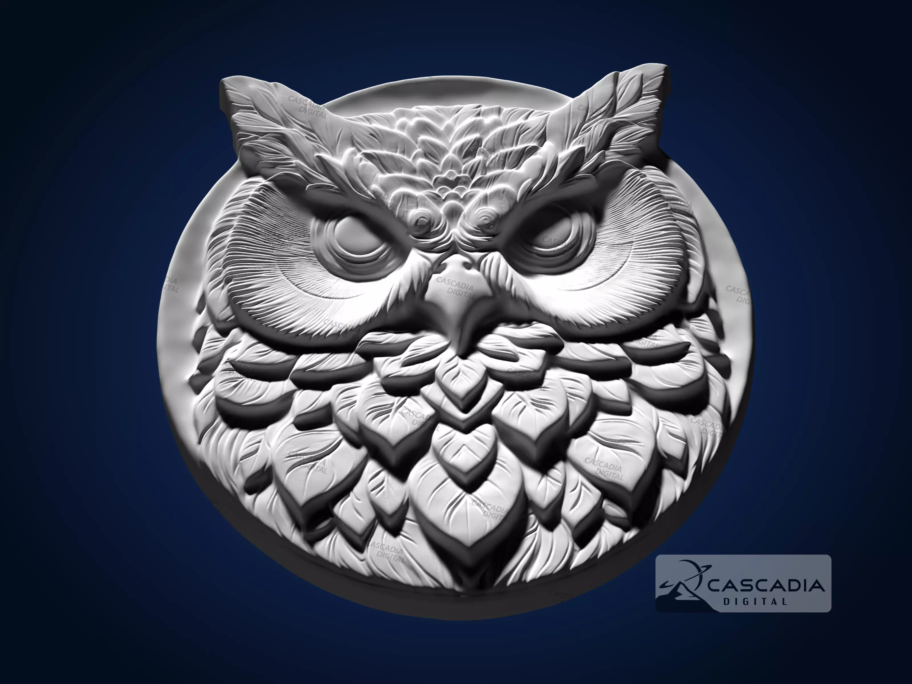 Owl Round - CNC Router Carving Casting animal wildlife 3D print model_2