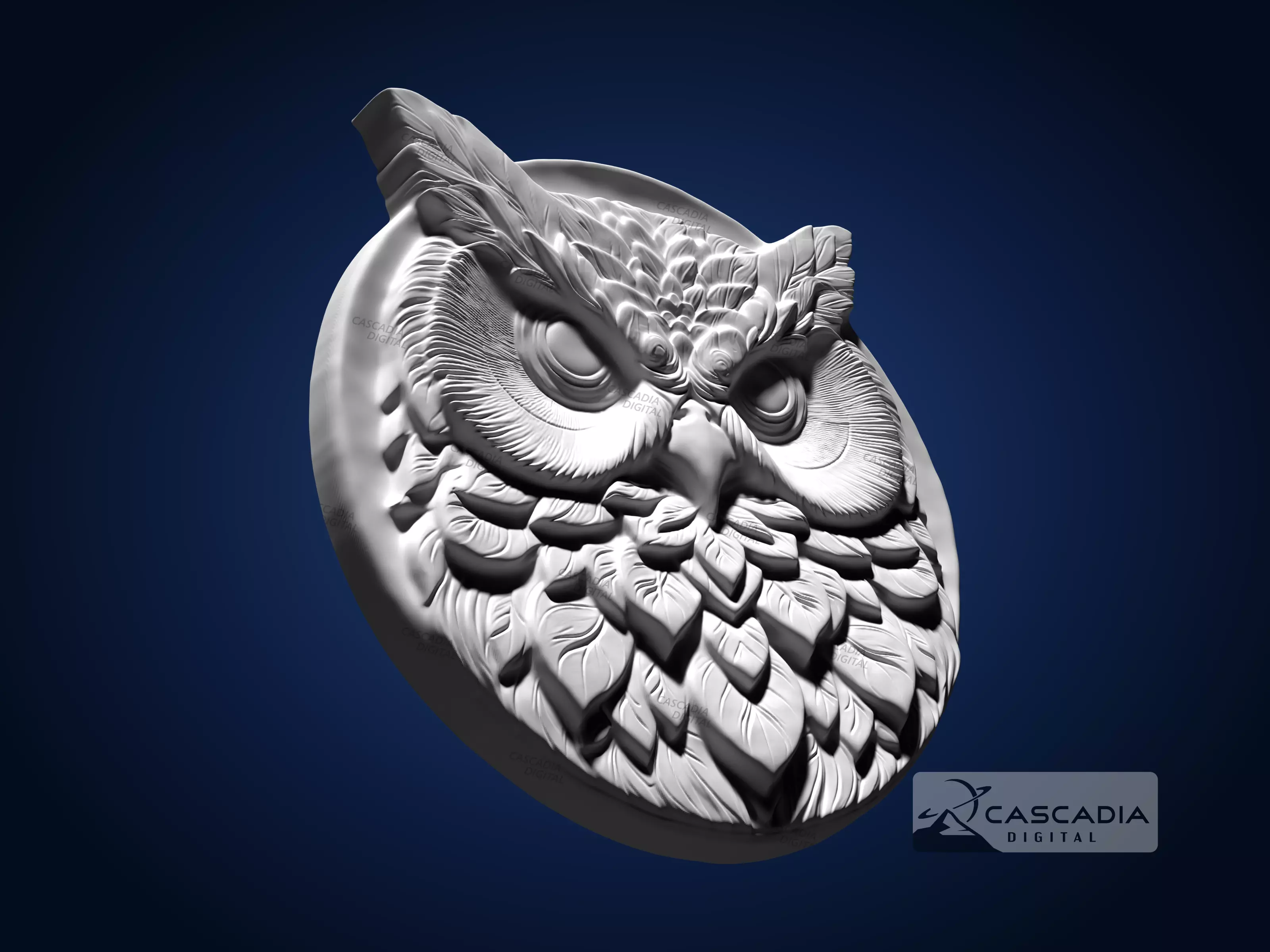 Owl Round - CNC Router Carving Casting animal wildlife 3D print model_3