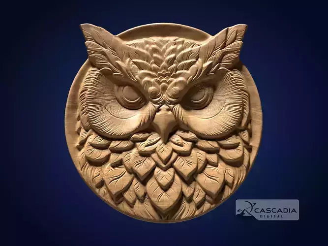 Owl Round - CNC Router Carving Casting animal wildlife
