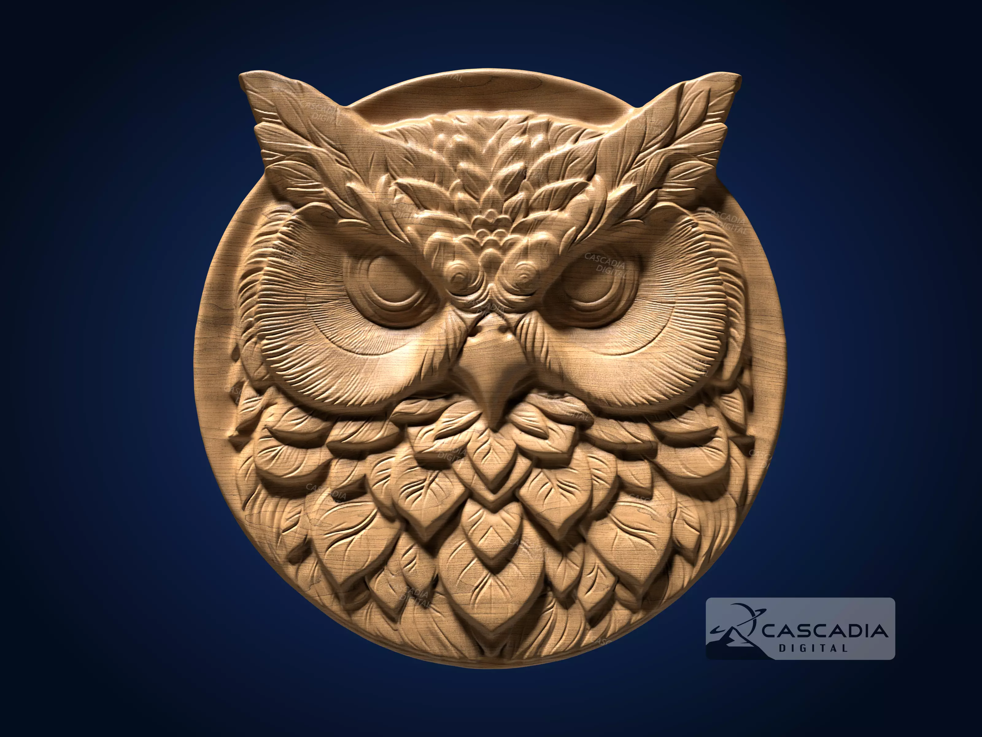 Owl Round - CNC Router Carving Casting animal wildlife 3D print model_0
