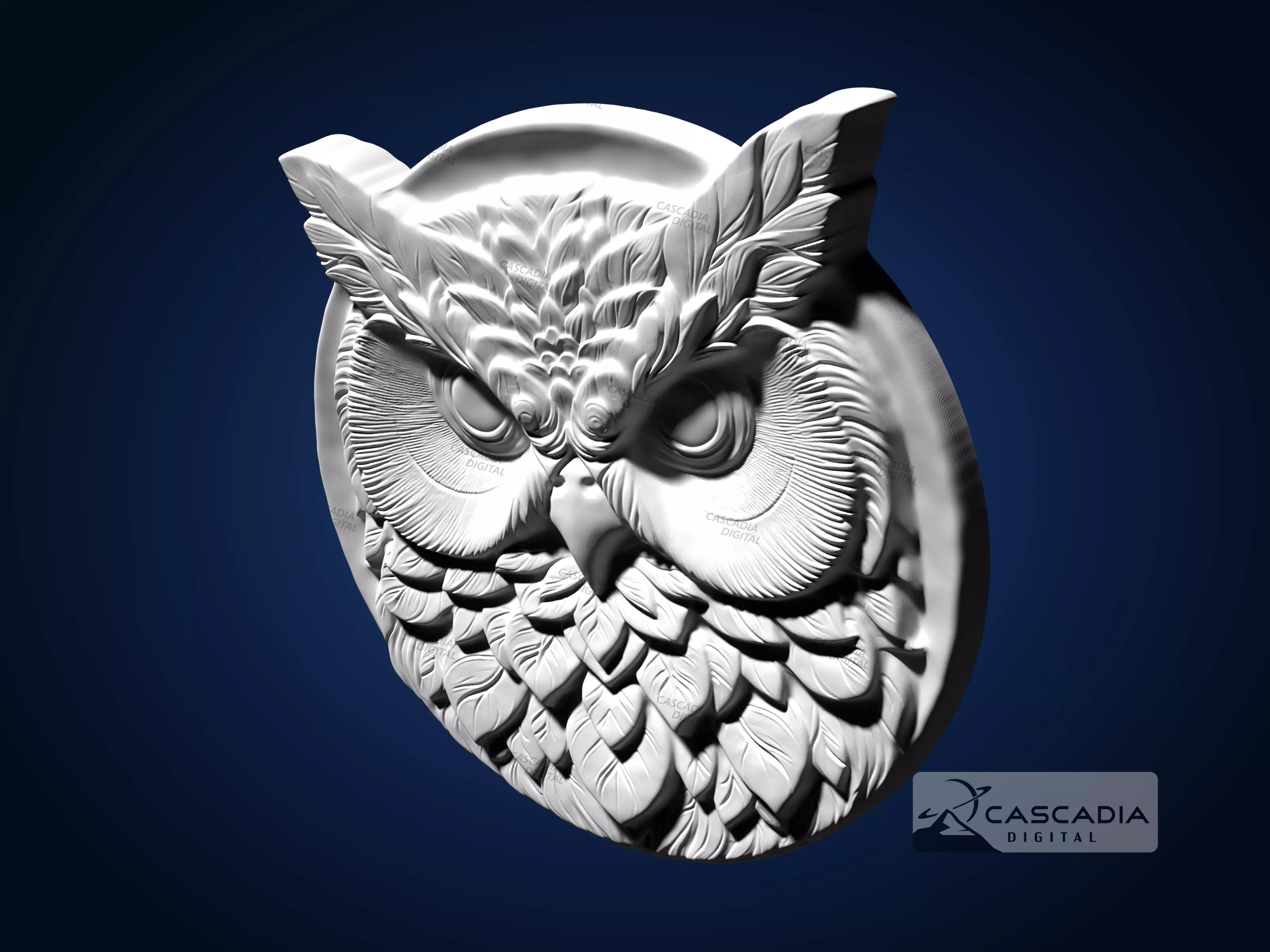Owl Round - CNC Router Carving Casting animal wildlife 3D print model_4