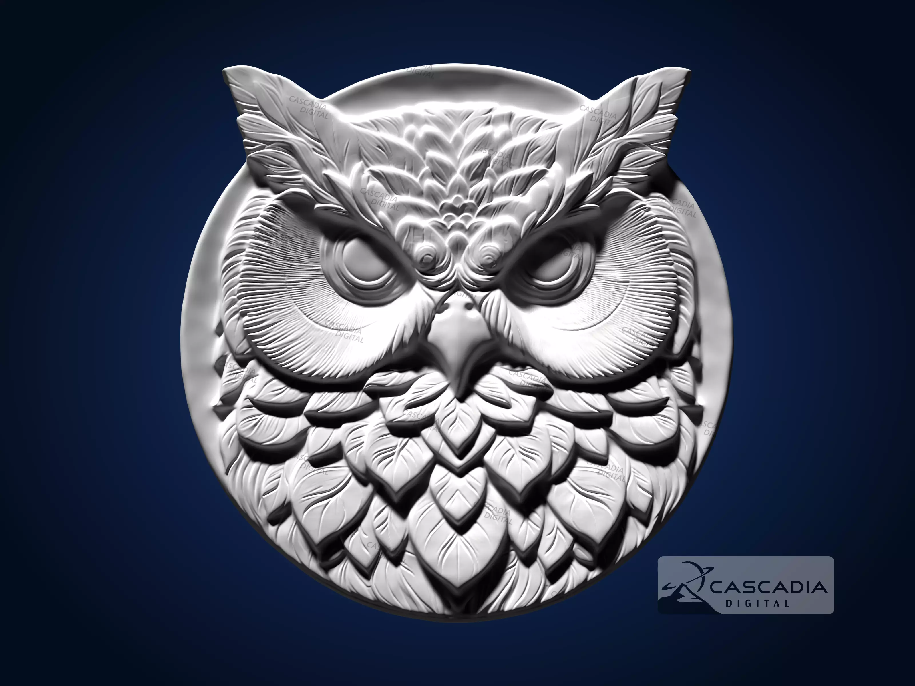 Owl Round - CNC Router Carving Casting animal wildlife 3D print model_1