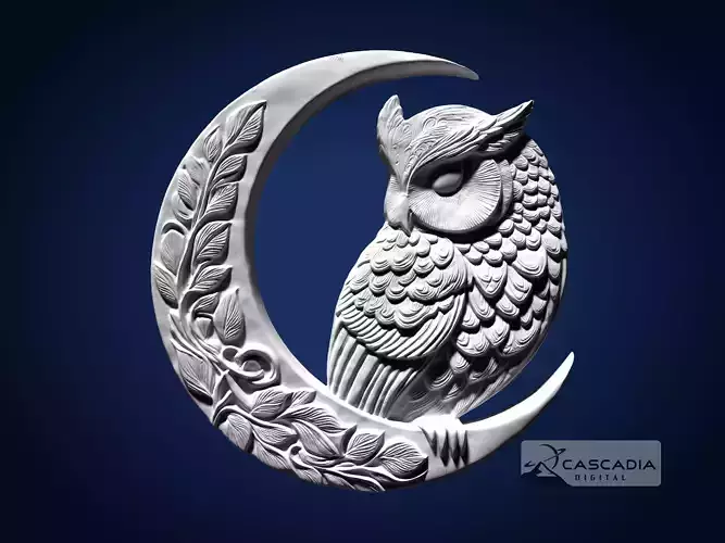 Owl Moonlight CNC Router Carving Casting Bas Relief animal 3D print model
