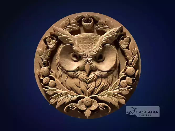 Owl Round - CNC Router Carving Casting animal wildlife