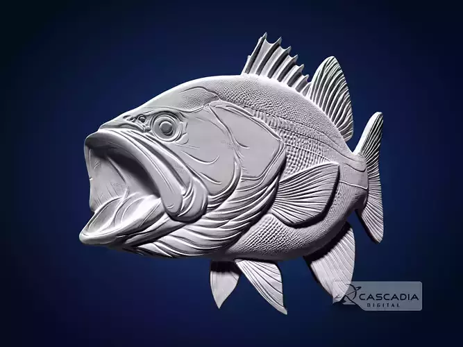 Large Mouth Bass CNC Router Carving Casting Bas Relief animal 3D print model