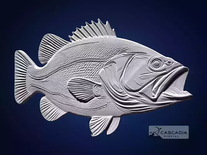 Large Mouth Bass CNC Router Carving Casting Bas Relief animal 3D print model