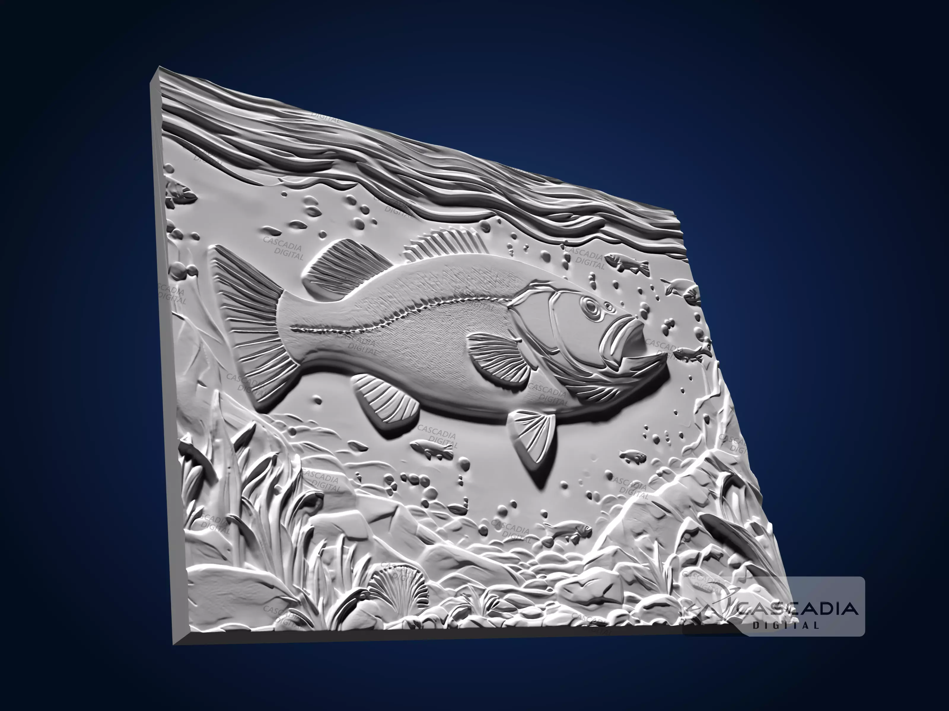 Large Mouth Bass - CNC Router Carving Casting animal 3D print model_3
