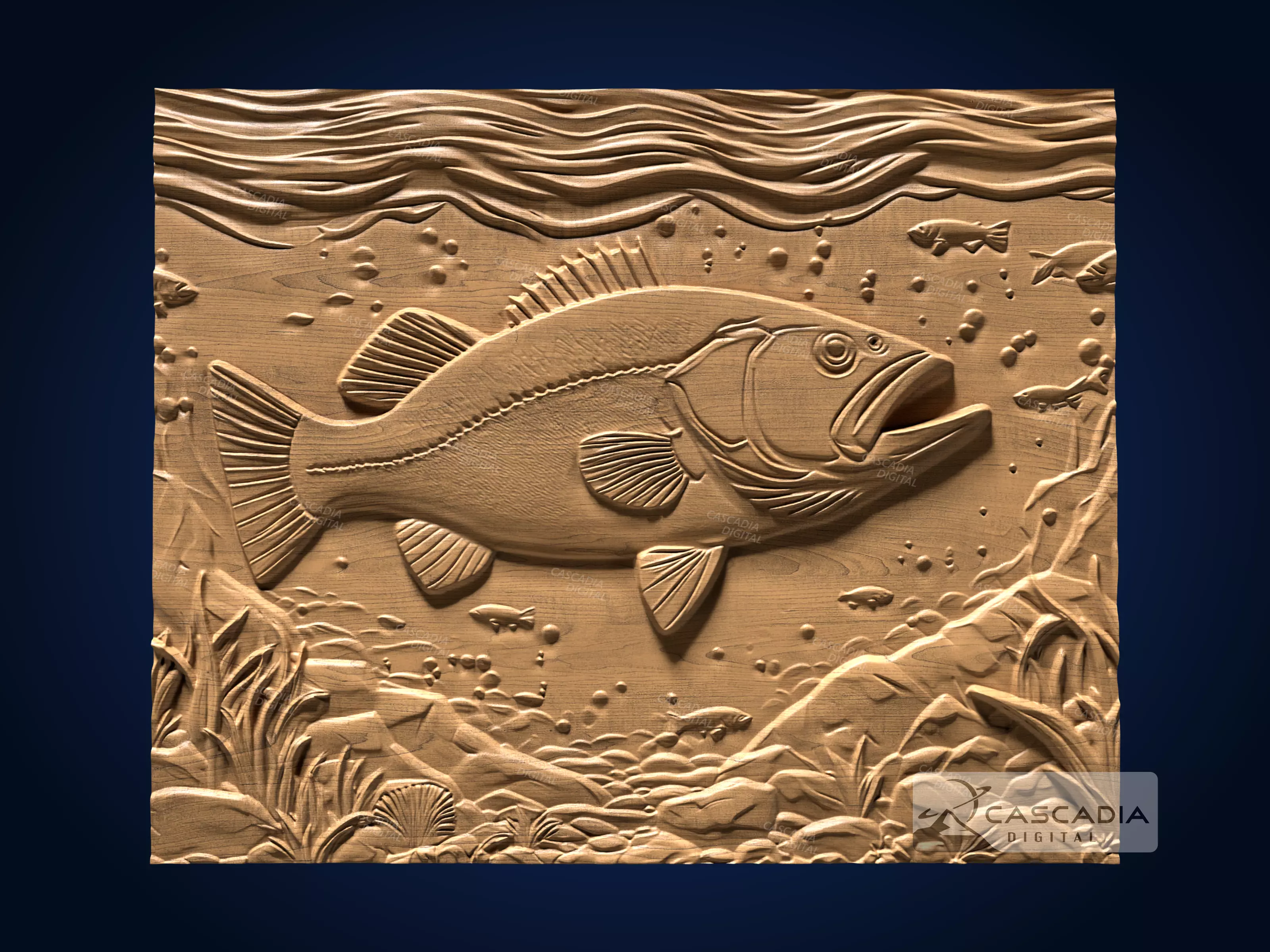 Large Mouth Bass - CNC Router Carving Casting animal 3D print model_0
