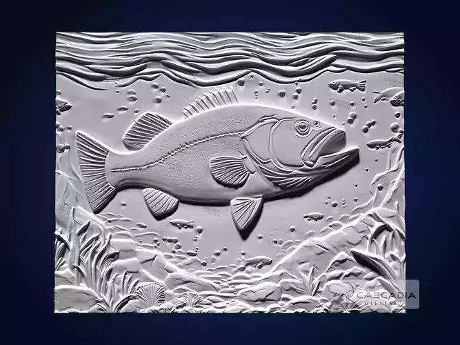Large Mouth Bass CNC Router Carving Casting Bas Relief animal 3D print model