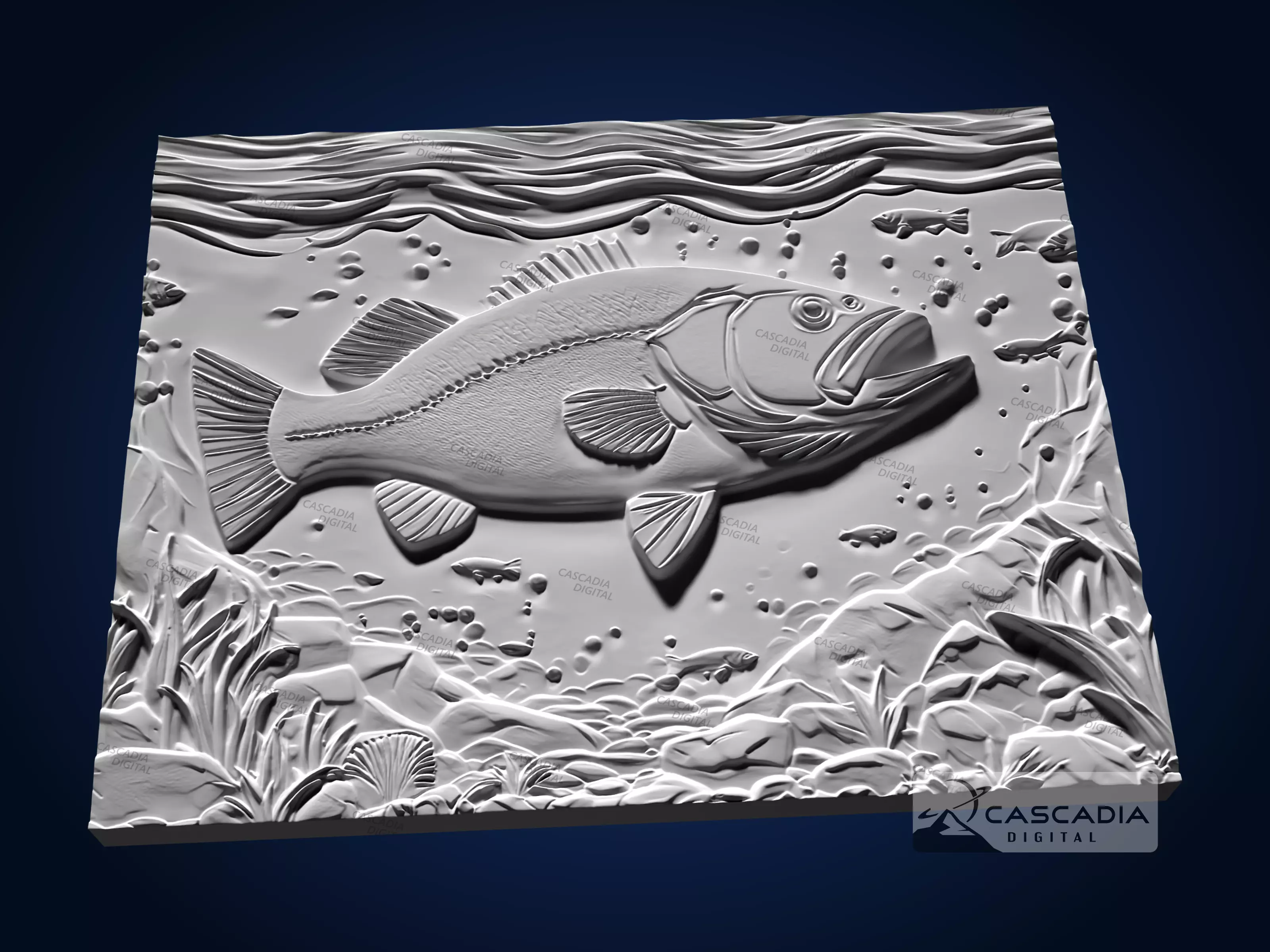 Large Mouth Bass - CNC Router Carving Casting animal 3D print model_2