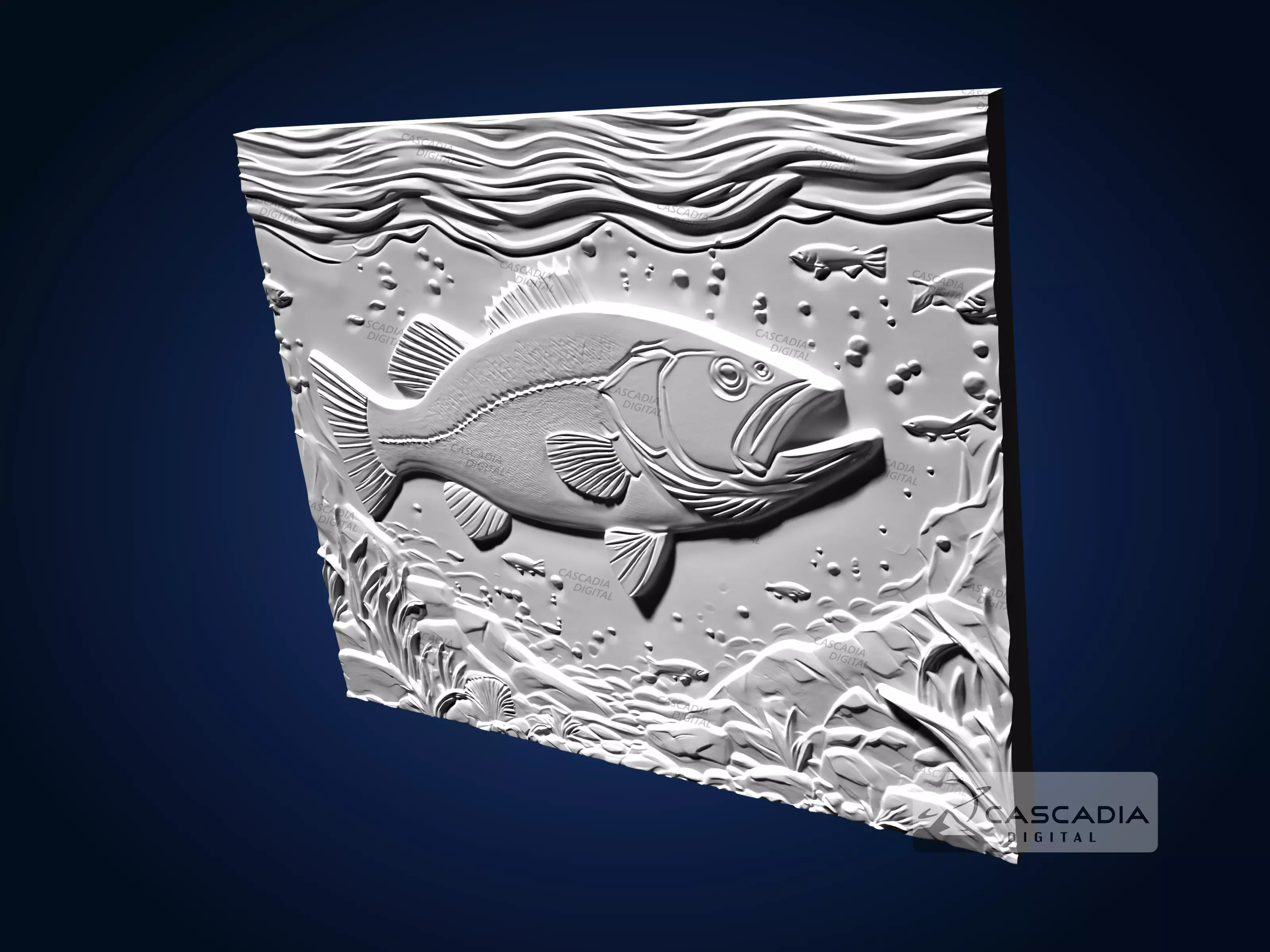 Large Mouth Bass - CNC Router Carving Casting animal 3D print model_4