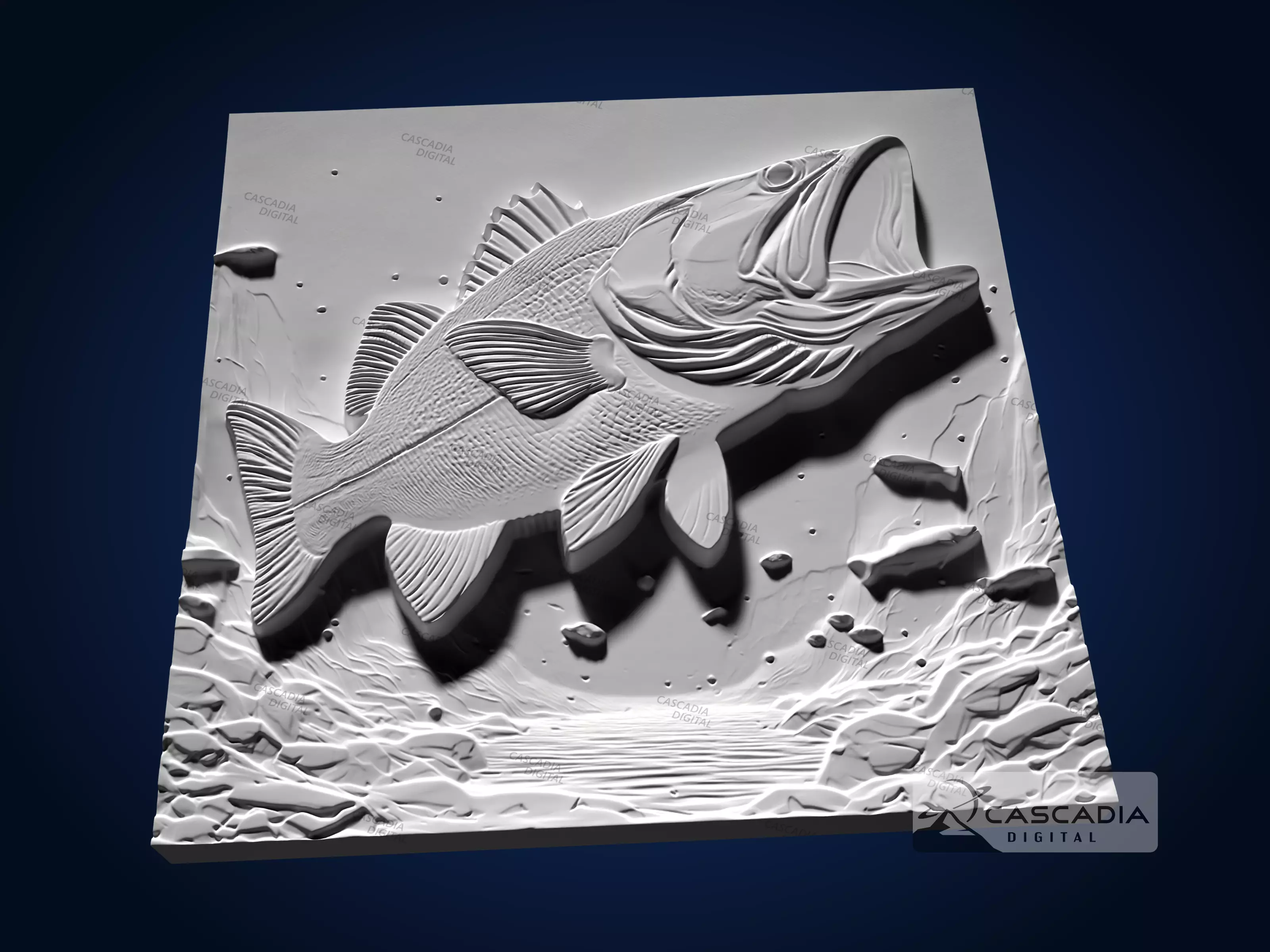 Large Mouth Bass - CNC Router Carving Casting animal 3D print model_2