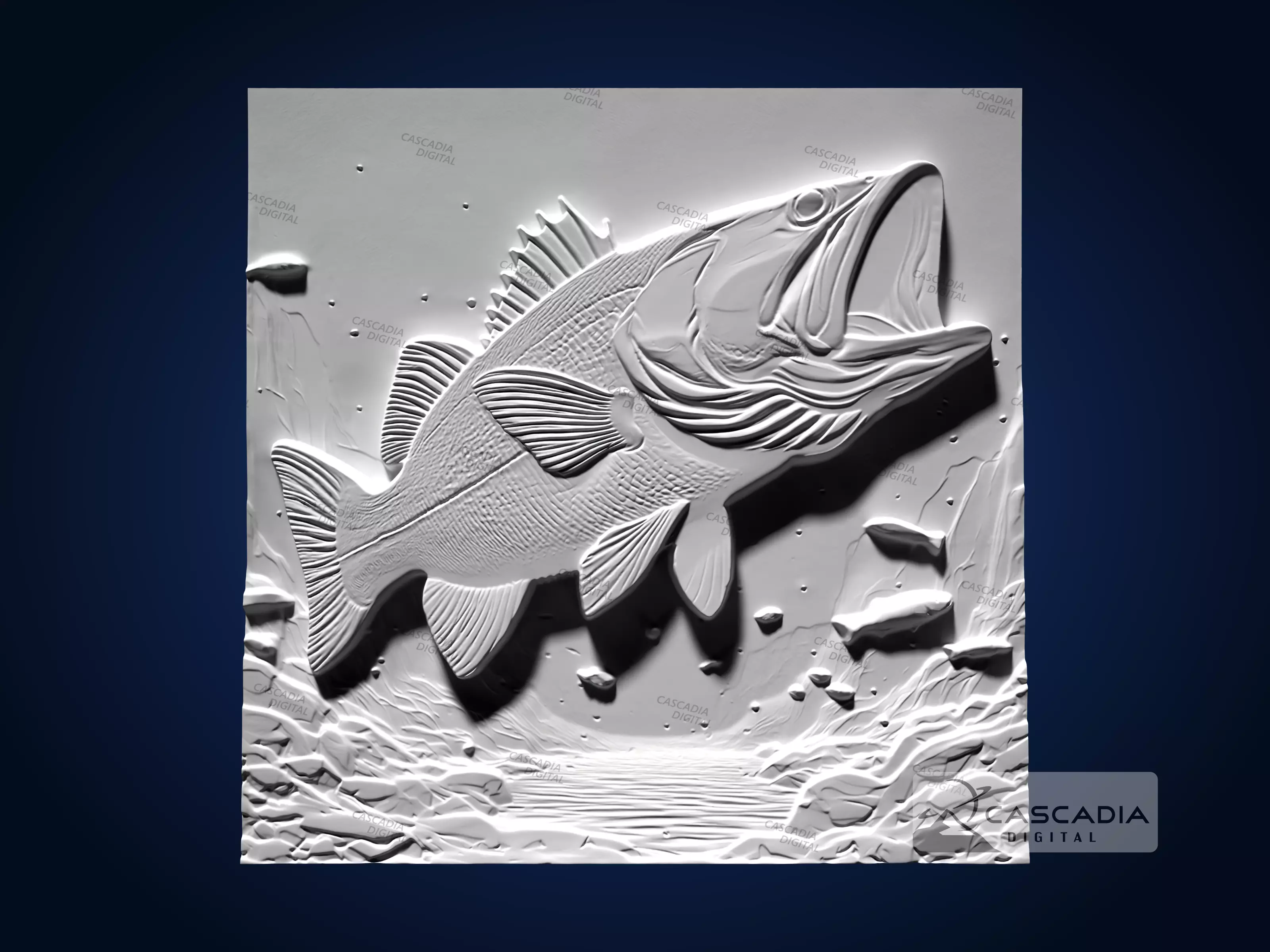 Large Mouth Bass - CNC Router Carving Casting animal 3D print model_1