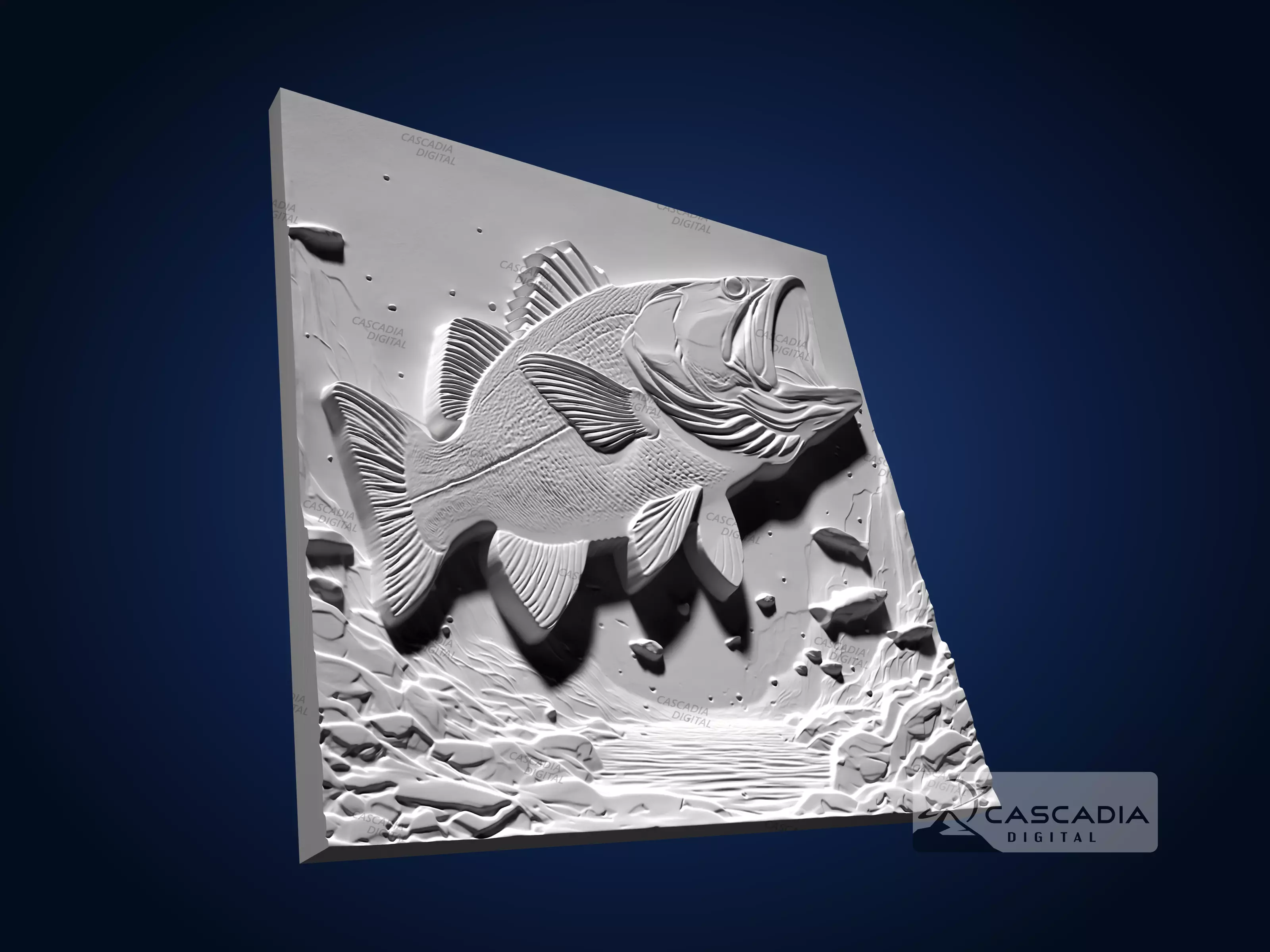 Large Mouth Bass - CNC Router Carving Casting animal 3D print model_3