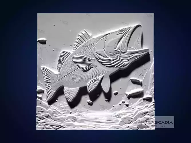 Large Mouth Bass CNC Router Carving Casting Bas Relief animal 3D print model