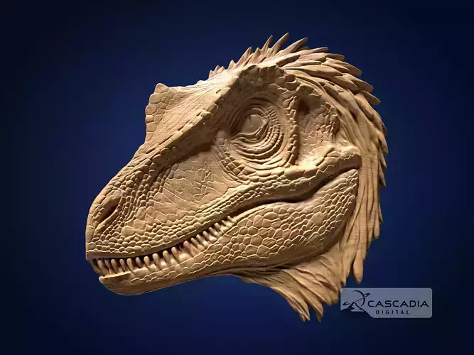 Raptor Head - CNC Router Carving Casting dinosaur