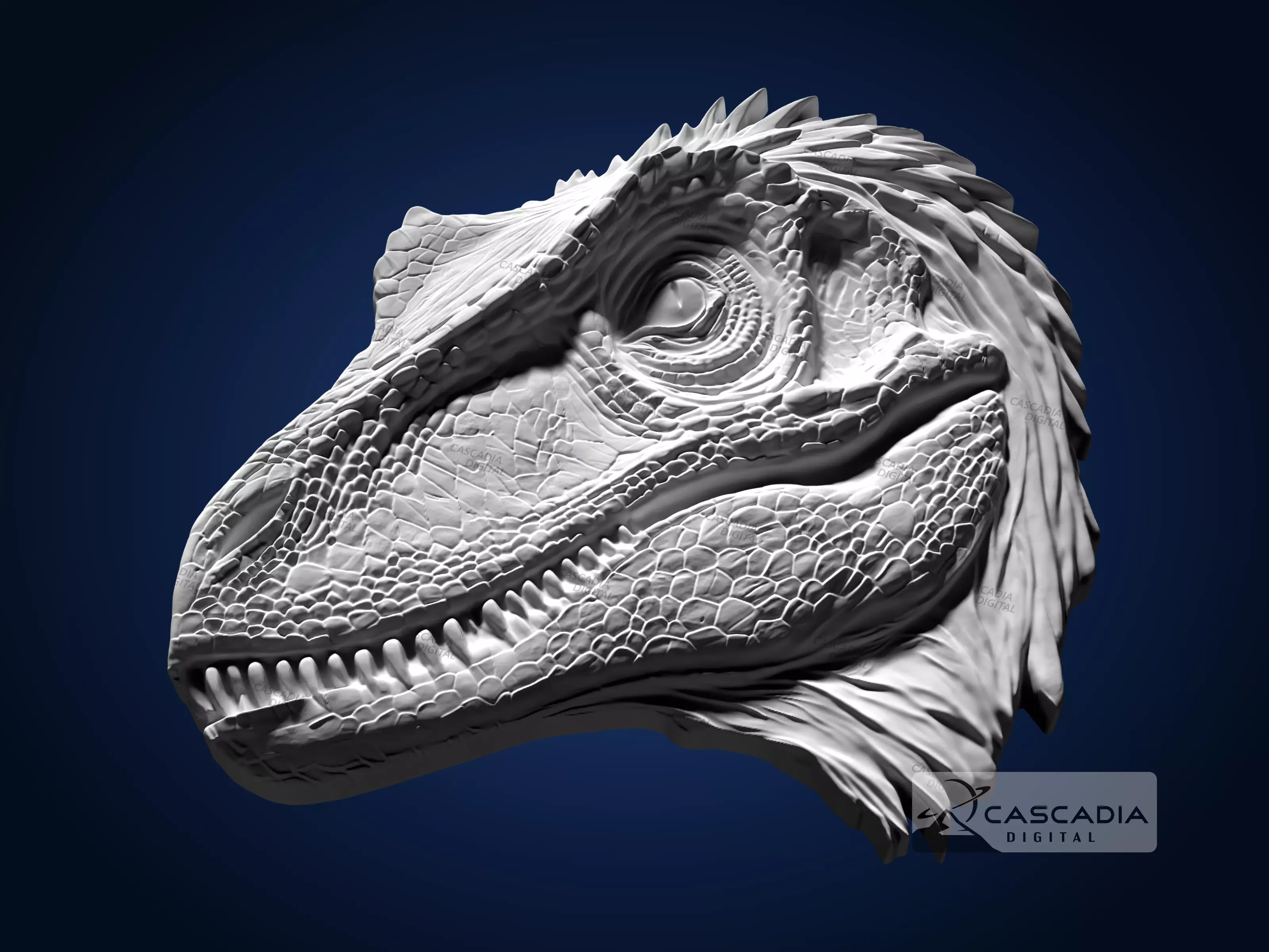 Raptor Head - CNC Router Carving Casting dinosaur 3D model 3D