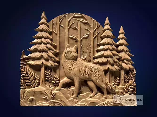 Wolf Winter Scene - CNC Router Carving Casting animal