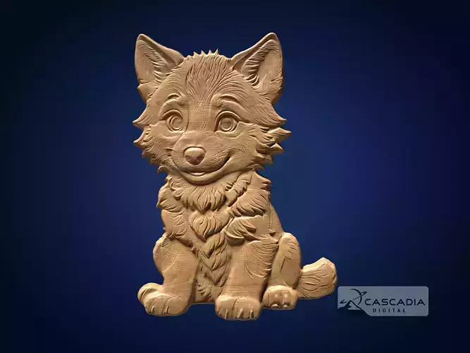 Cute Wolf Cub Dog Puppy  - CNC Router Carving Casting